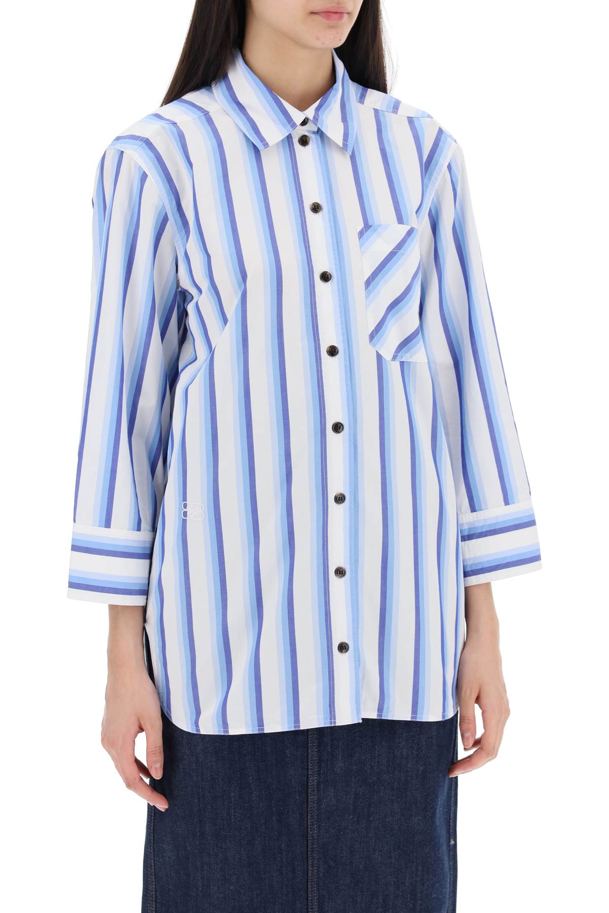 GANNI "oversized striped poplin shirt