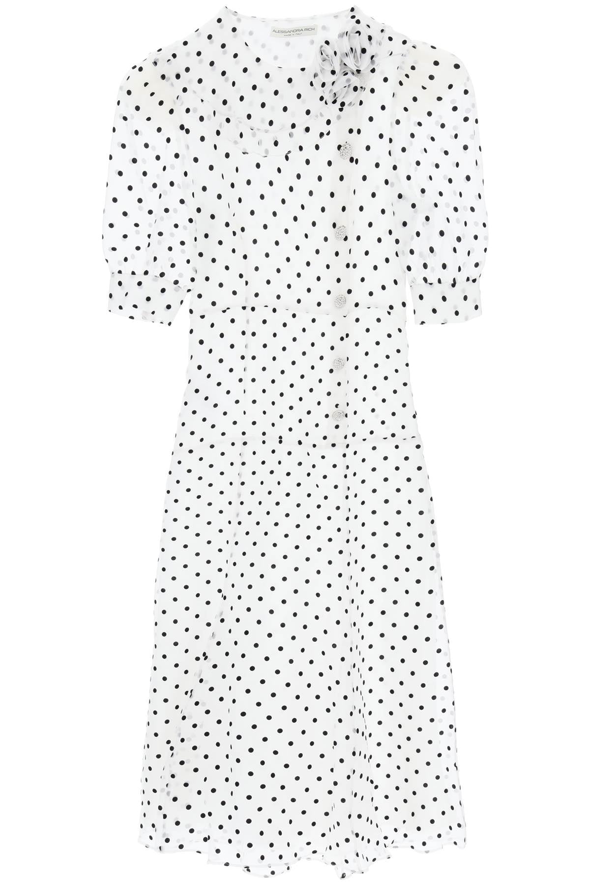 ALESSANDRA RICH "silk organza midi dress with polka