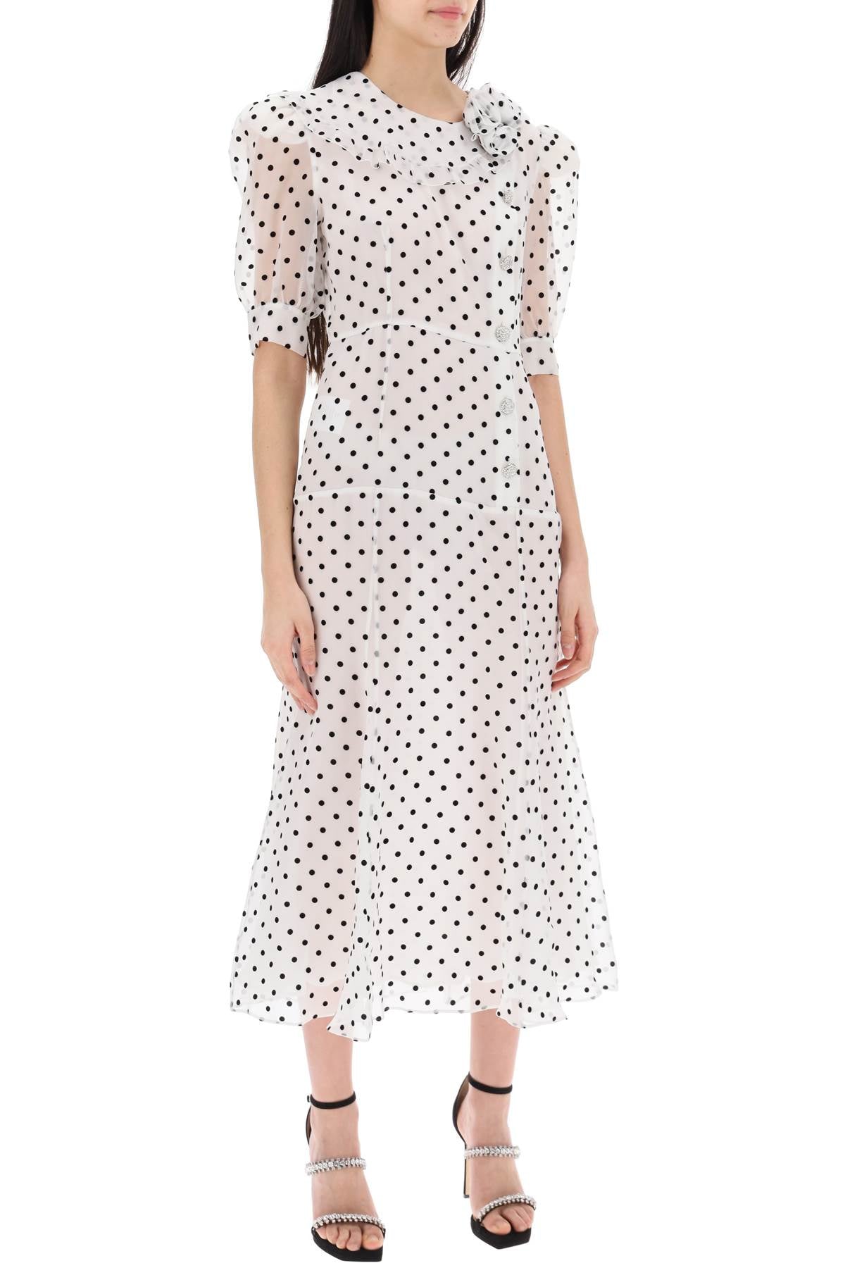 ALESSANDRA RICH "silk organza midi dress with polka