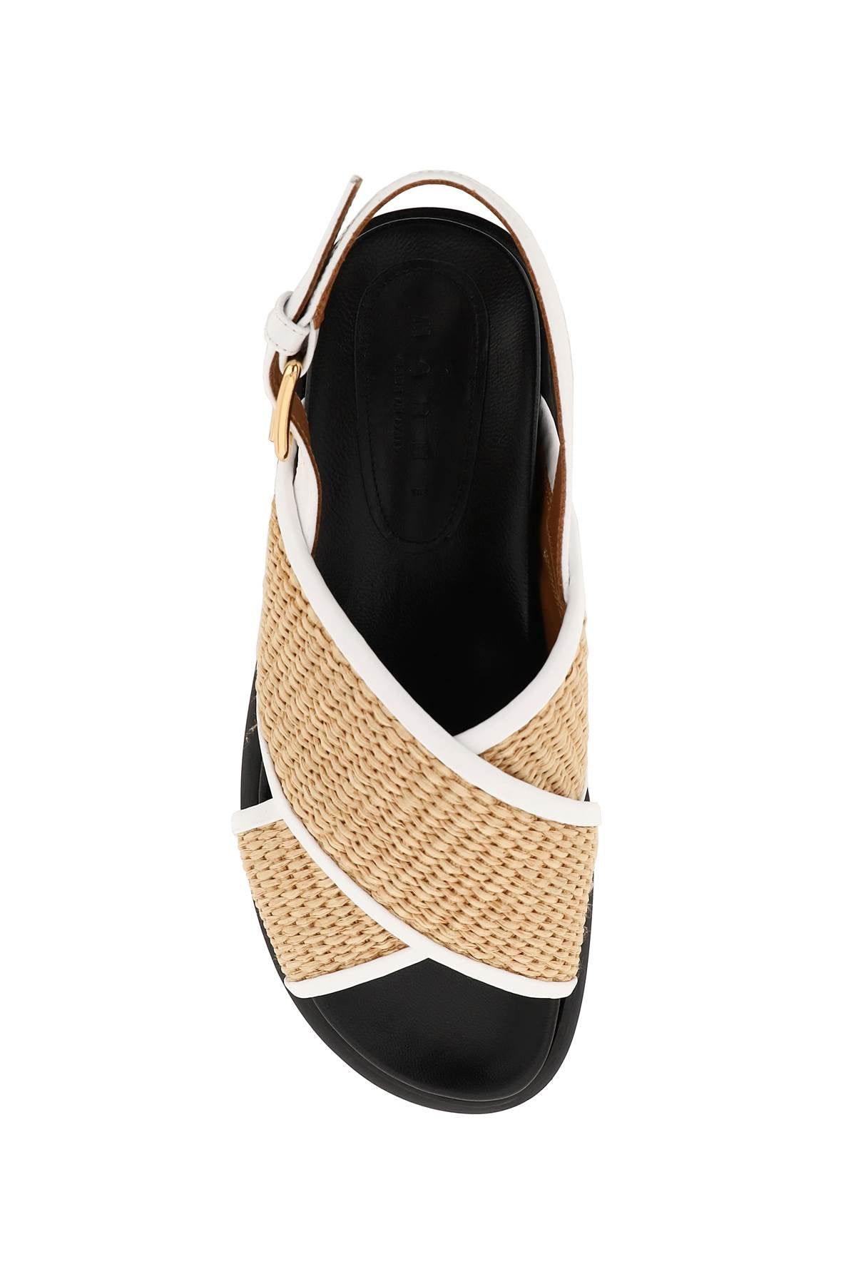 MARNI leather and raffia fussbett sandals