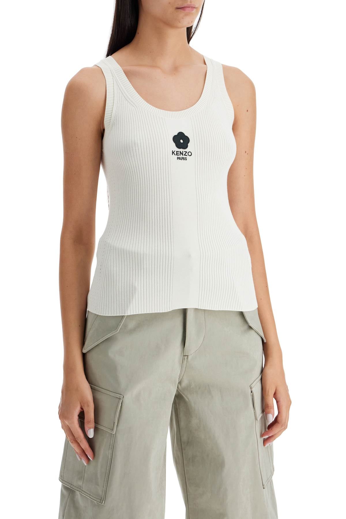 KENZO ribbed knit tank top with spaghetti straps