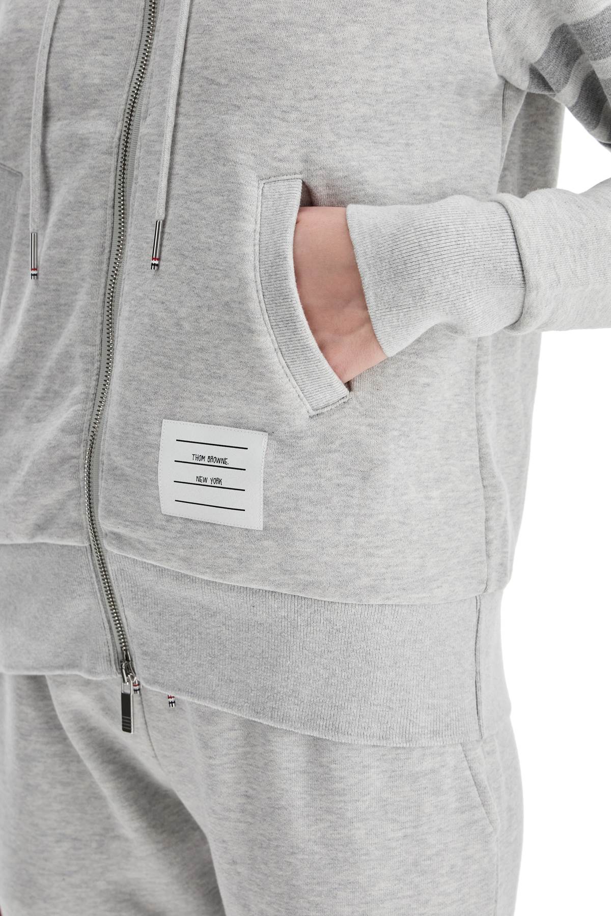 THOM BROWNE 4-bar hoodie with zipper and