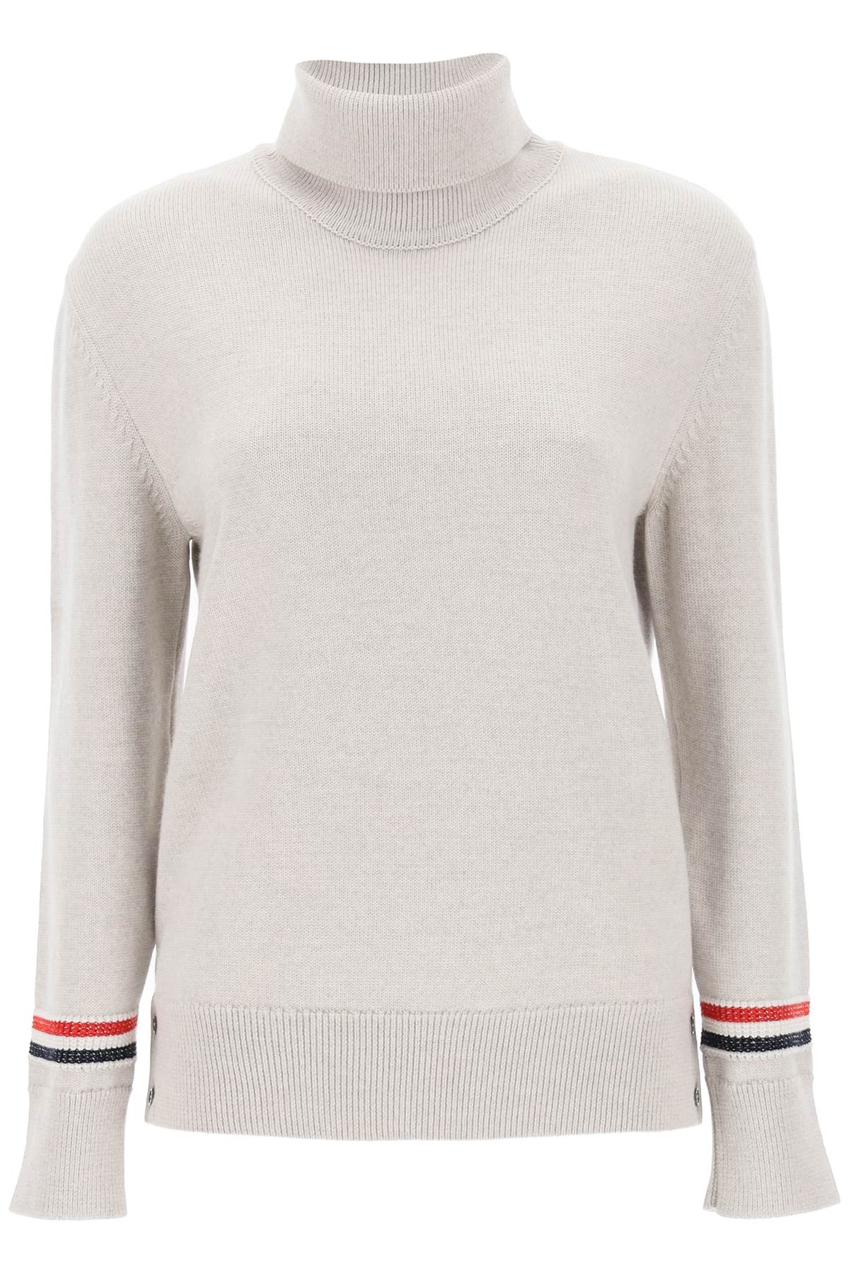 THOM BROWNE turtleneck sweatear with tricolor intarsia