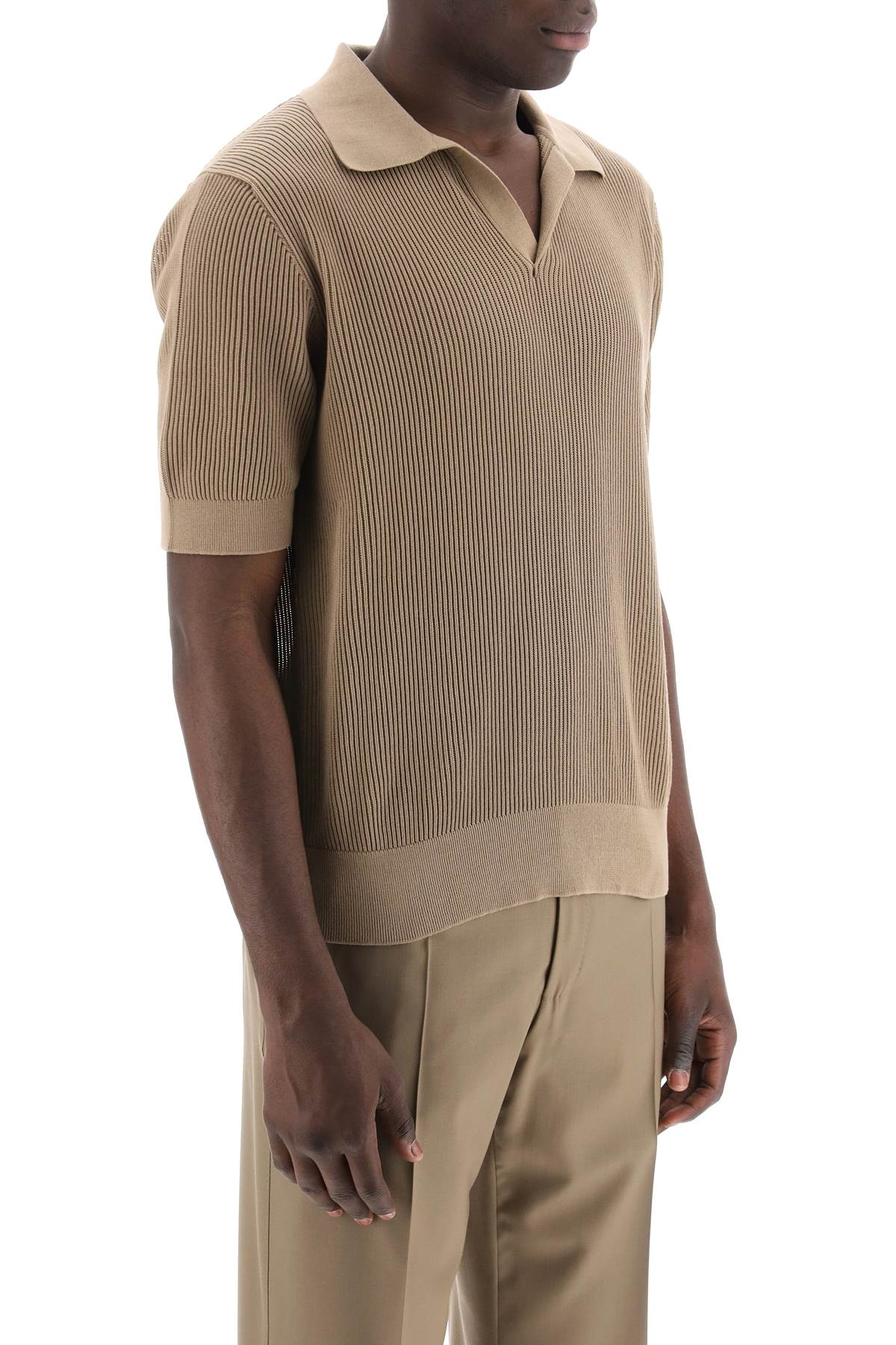 DOLCE & GABBANA cotton ribbed perforated polo shirt