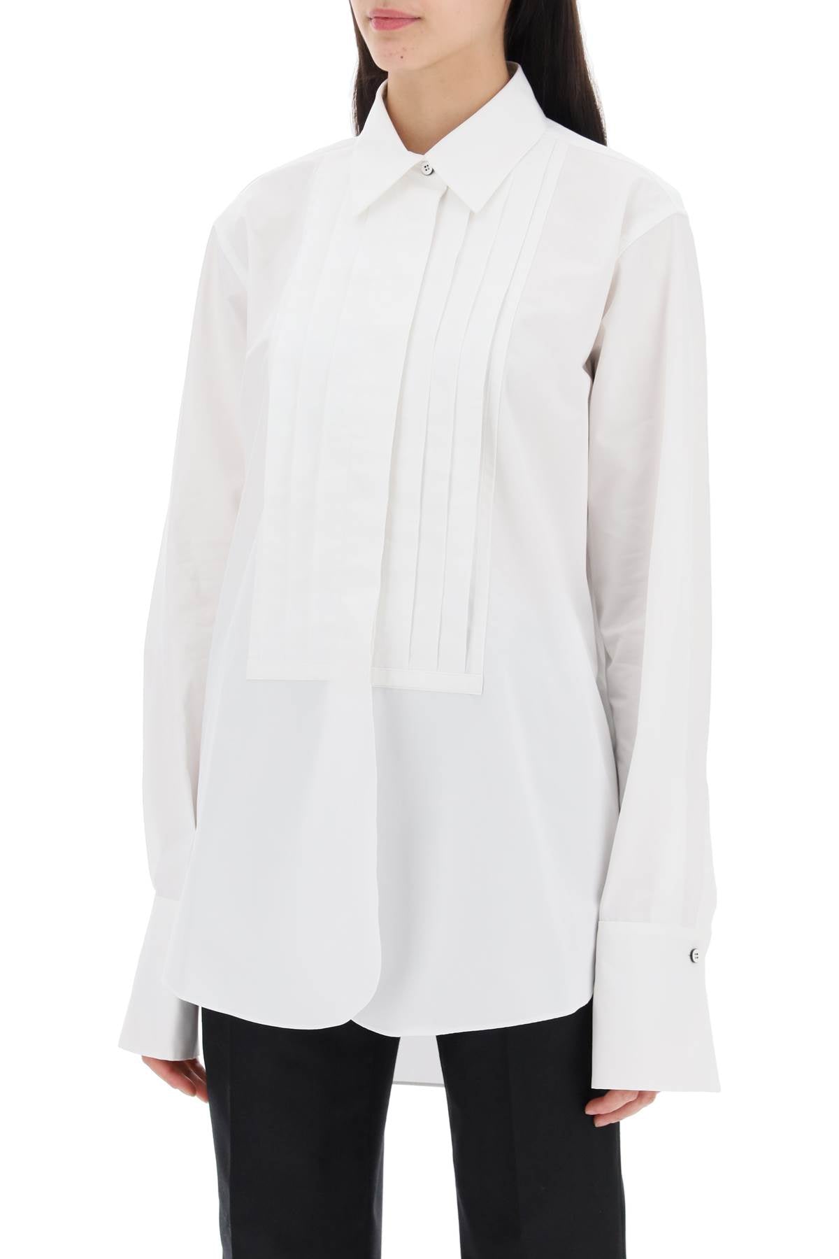 JIL SANDER pleated bib shirt with