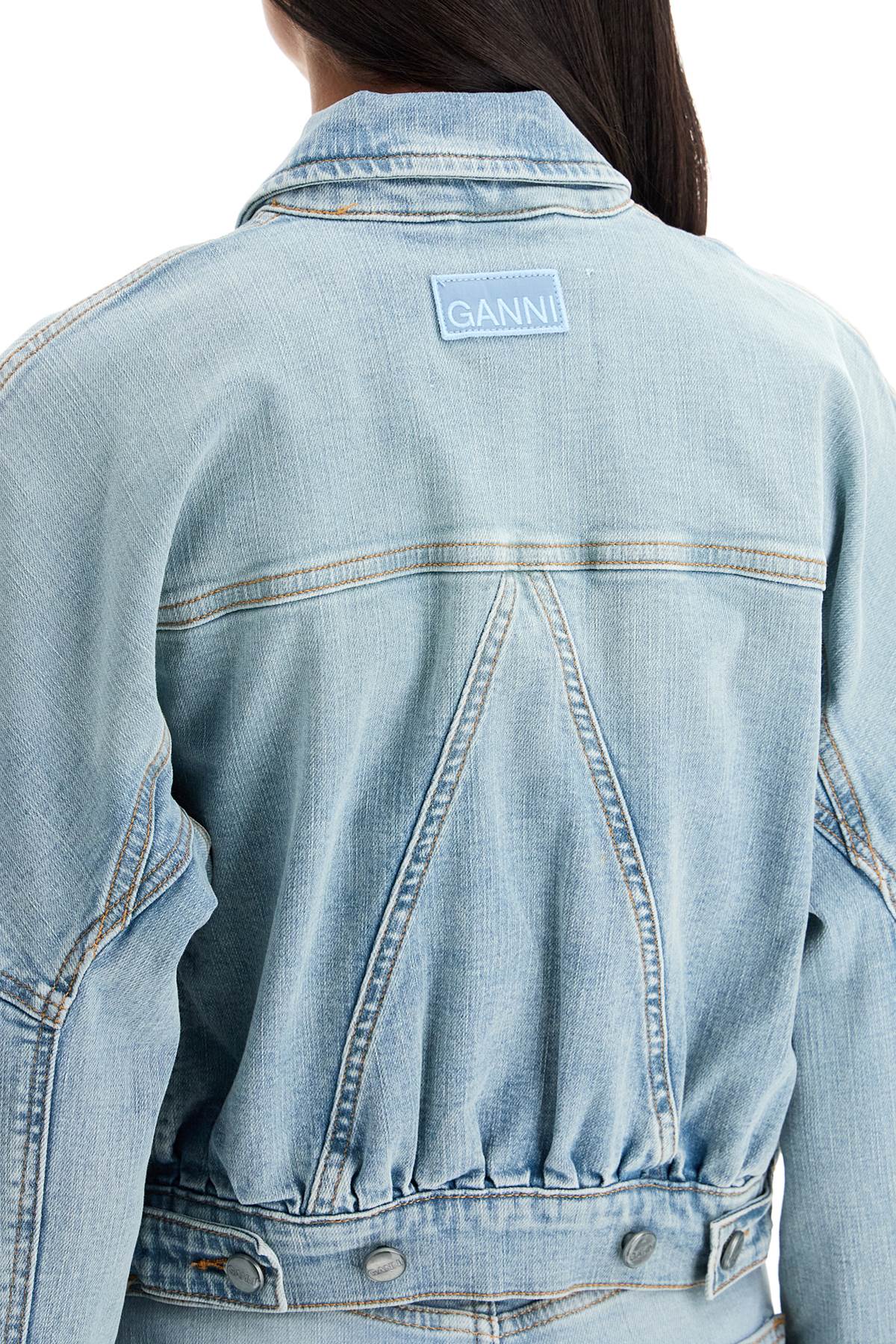 GANNI stretch denim bomber jacket in 8