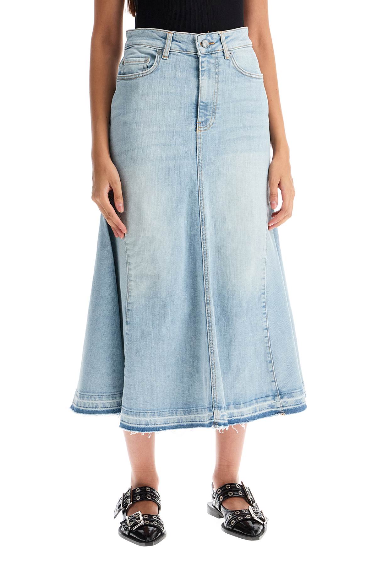 GANNI flared denim skirt.