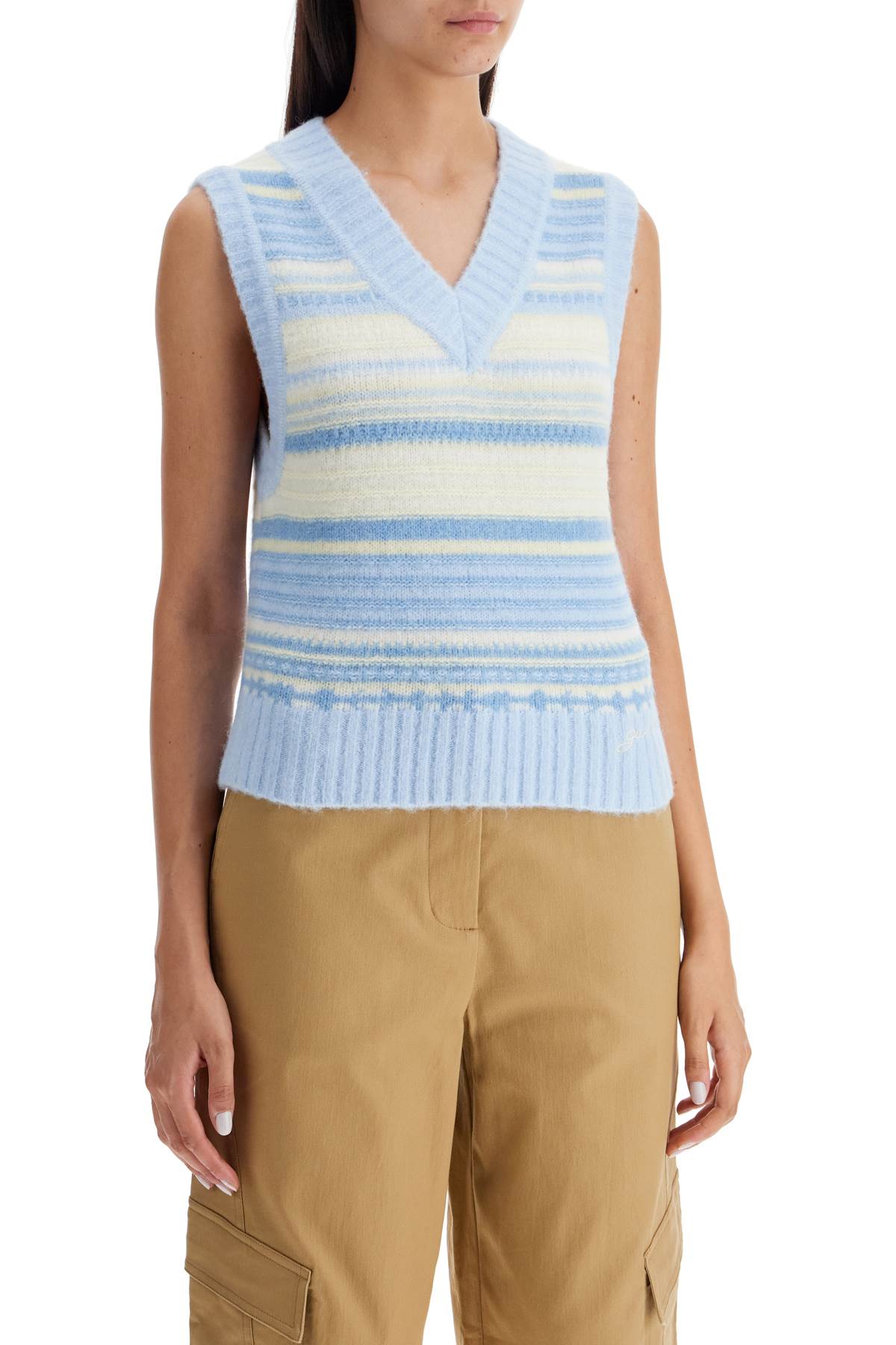 GANNI "soft striped knit vest with a comfortable