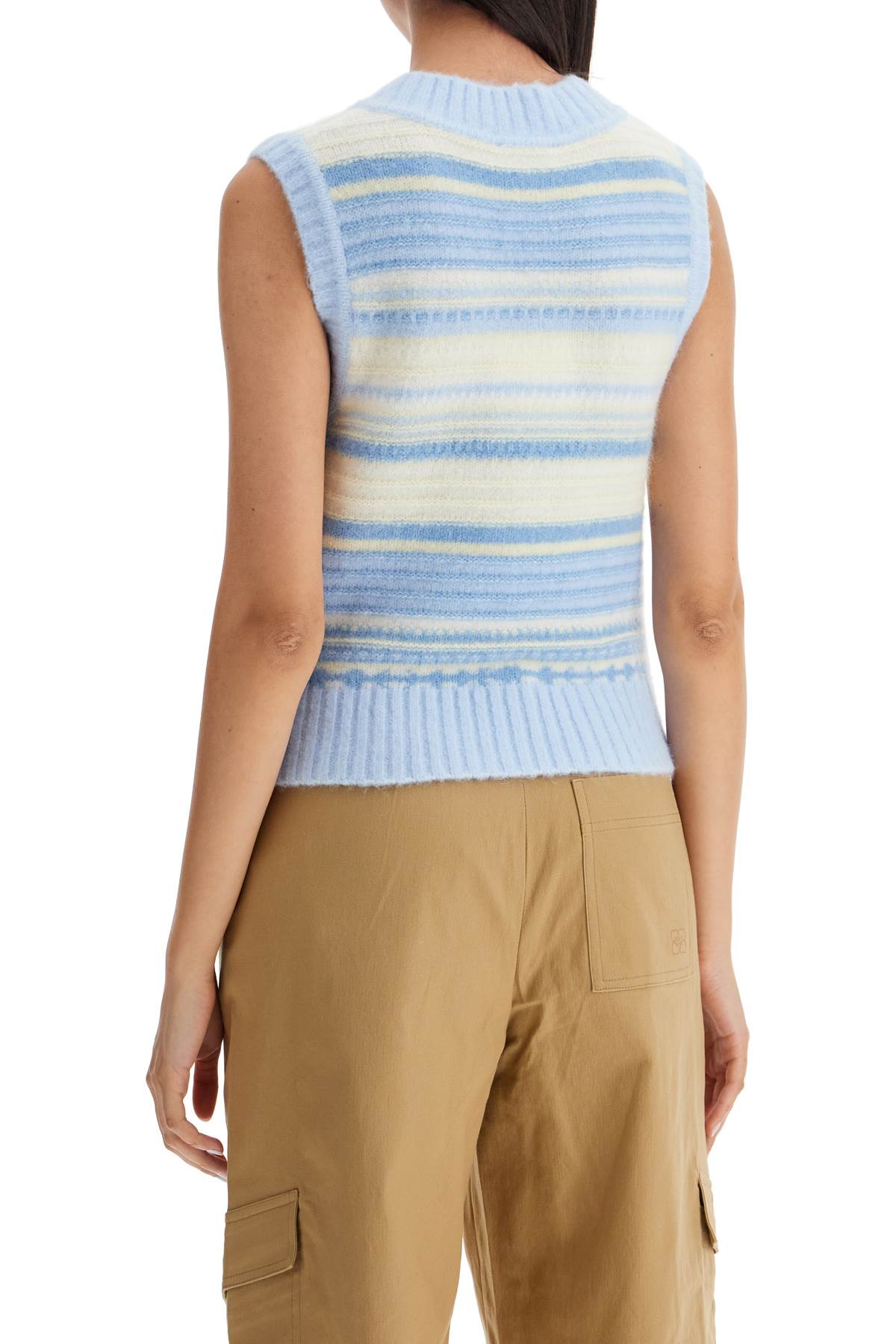 GANNI "soft striped knit vest with a comfortable