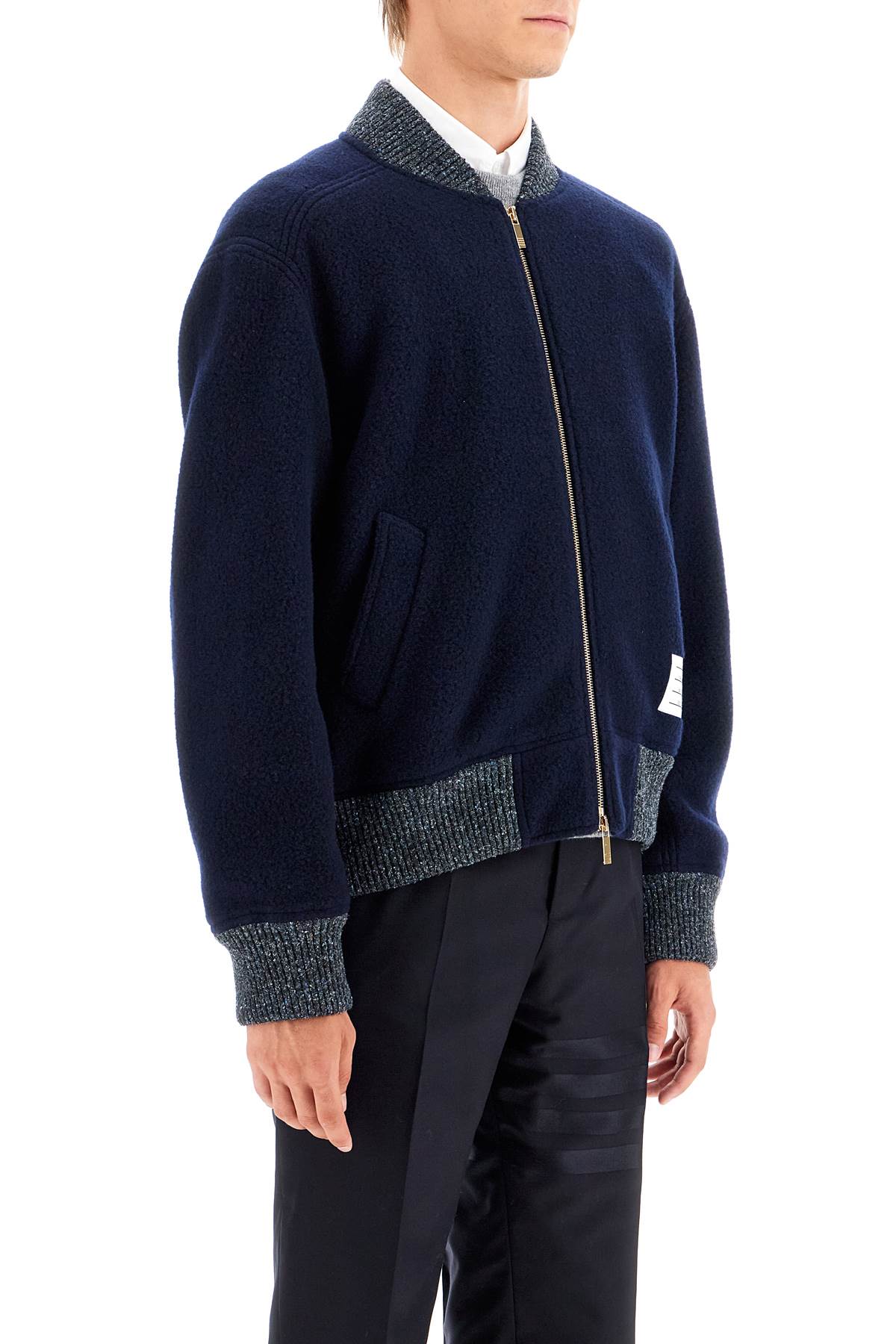 THOM BROWNE woolen fleece bomber jacket