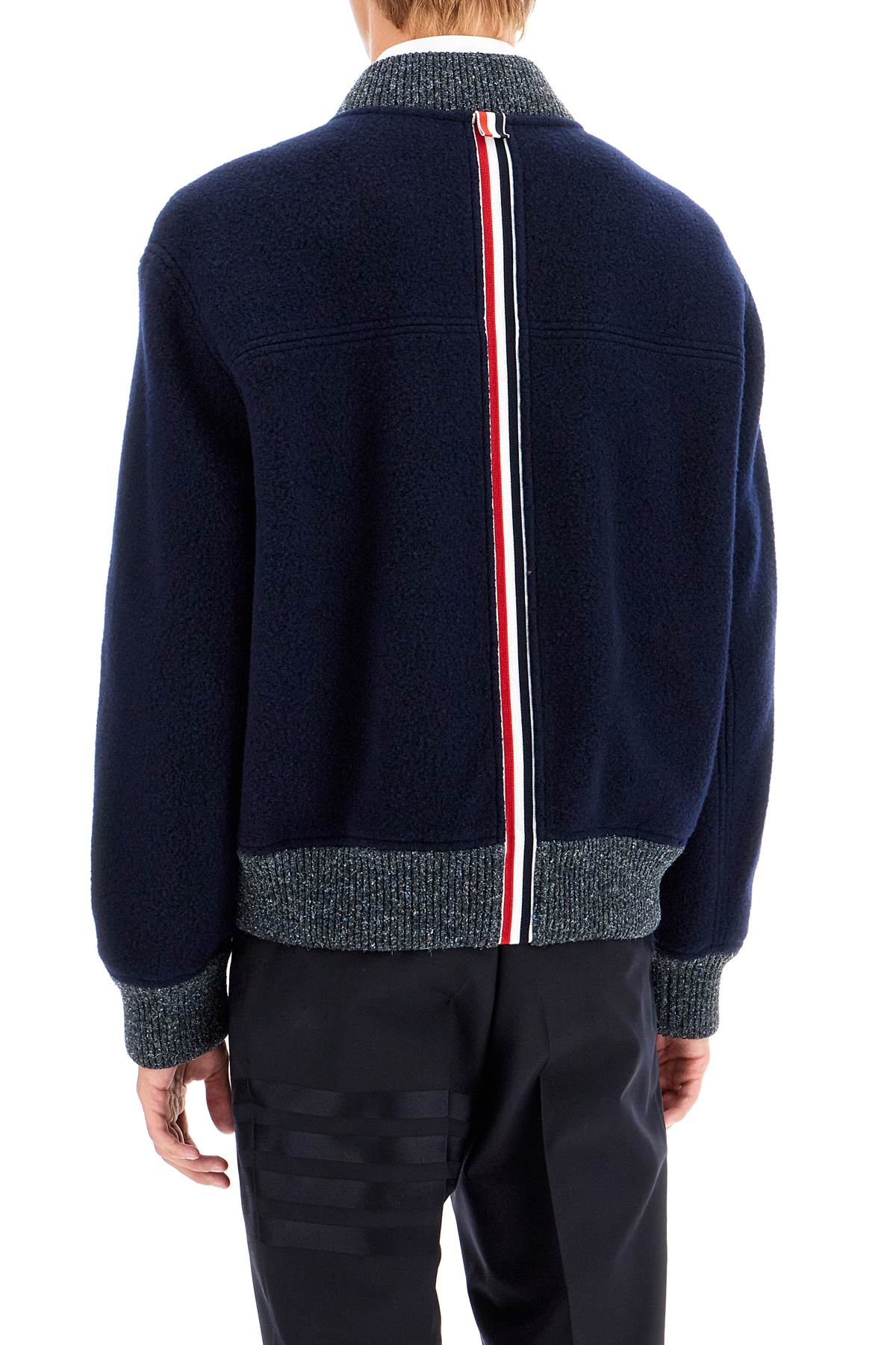 THOM BROWNE woolen fleece bomber jacket