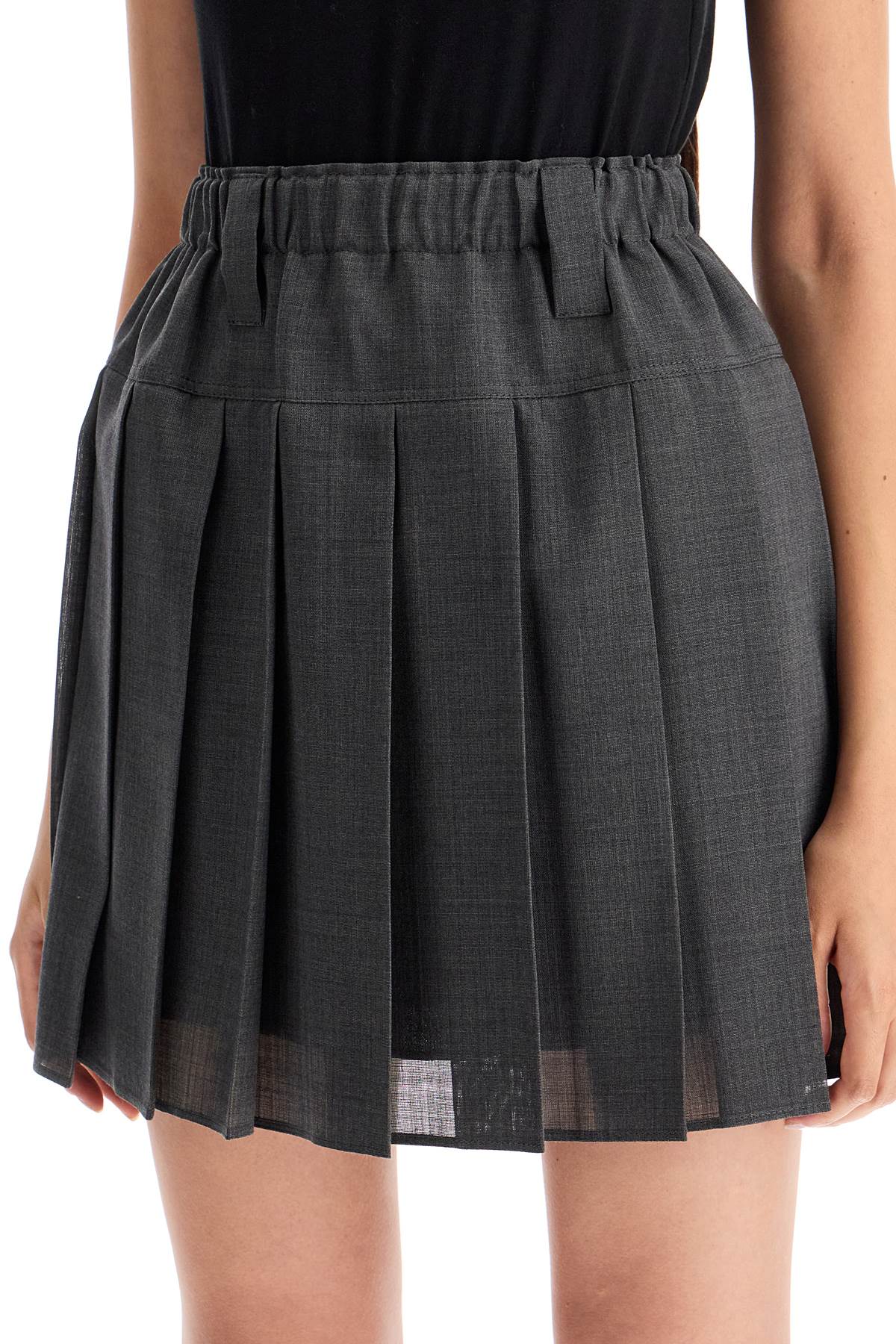 BRUNELLO CUCINELLI wool organza pleated mini skirt