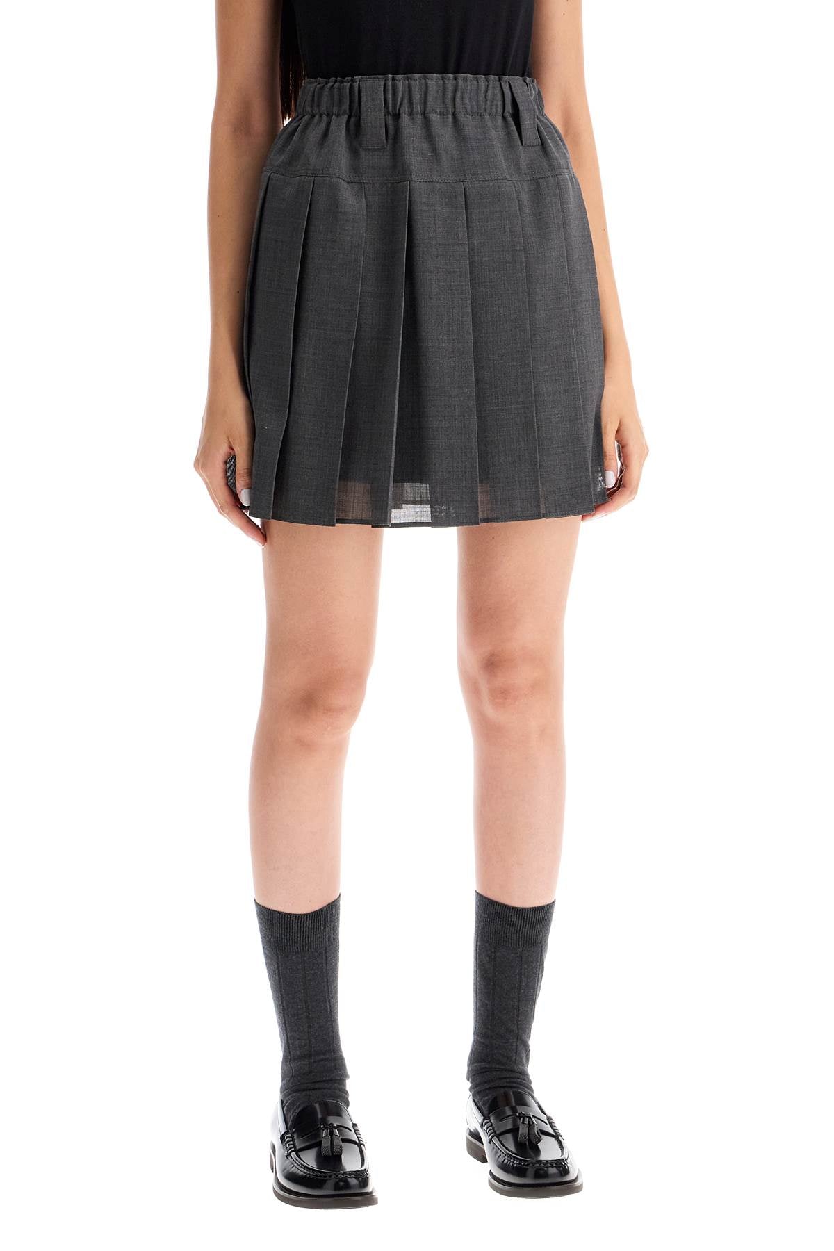 BRUNELLO CUCINELLI wool organza pleated mini skirt