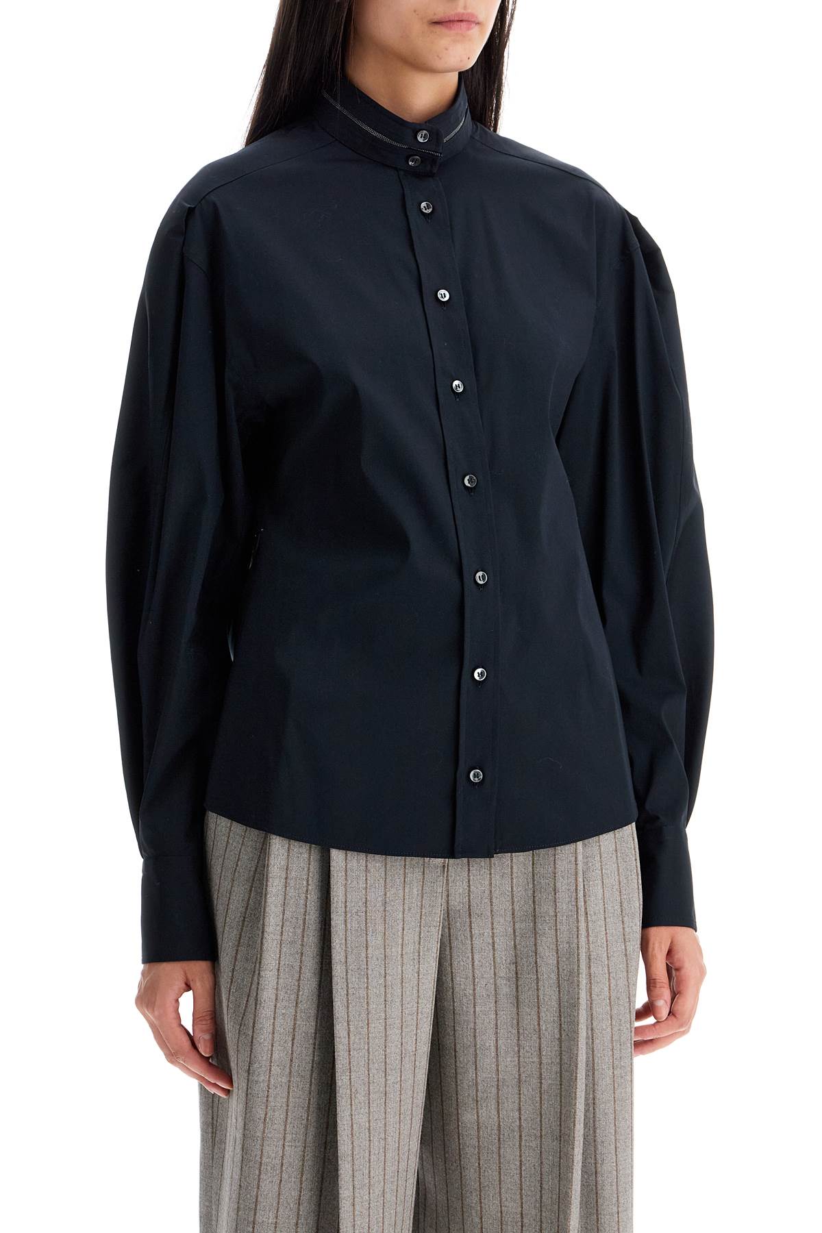 BRUNELLO CUCINELLI high-neck blouse with monile embellishment