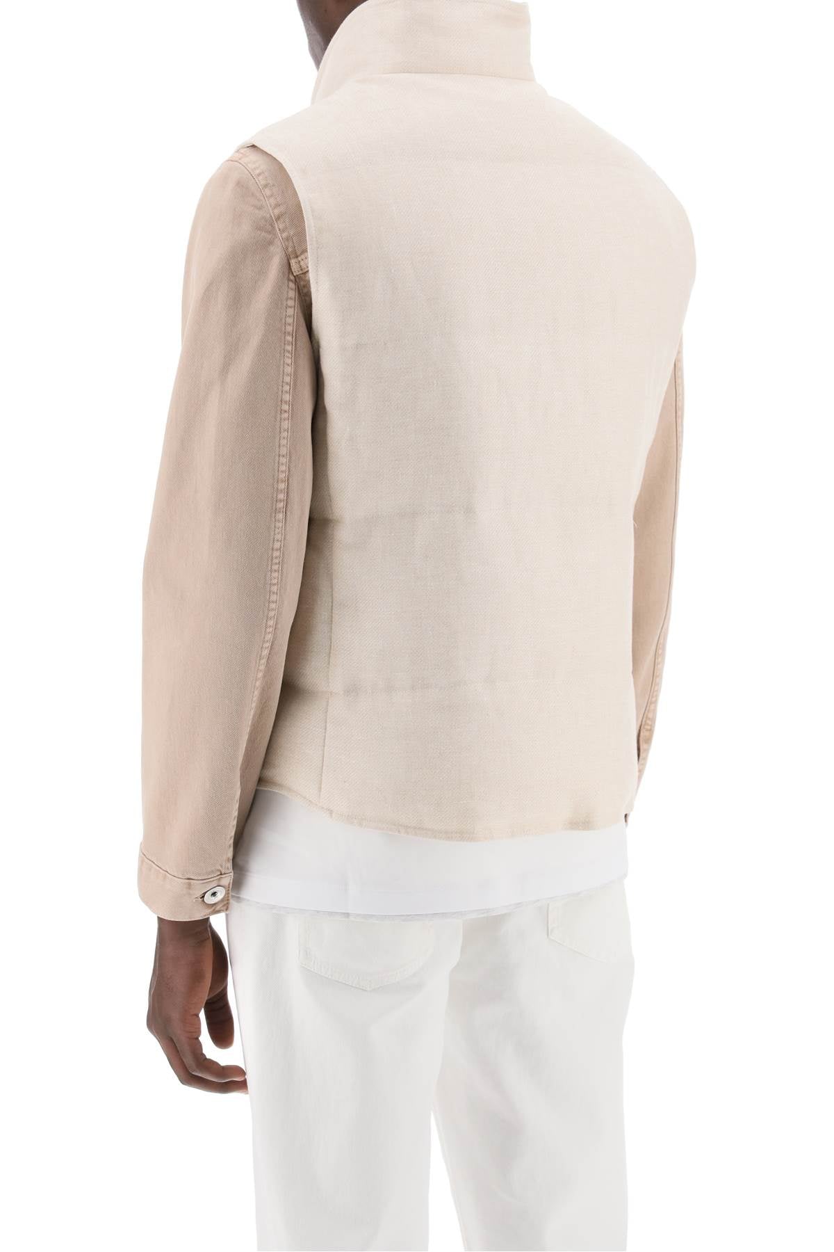 BRUNELLO CUCINELLI sleeveless down jacket in linen,