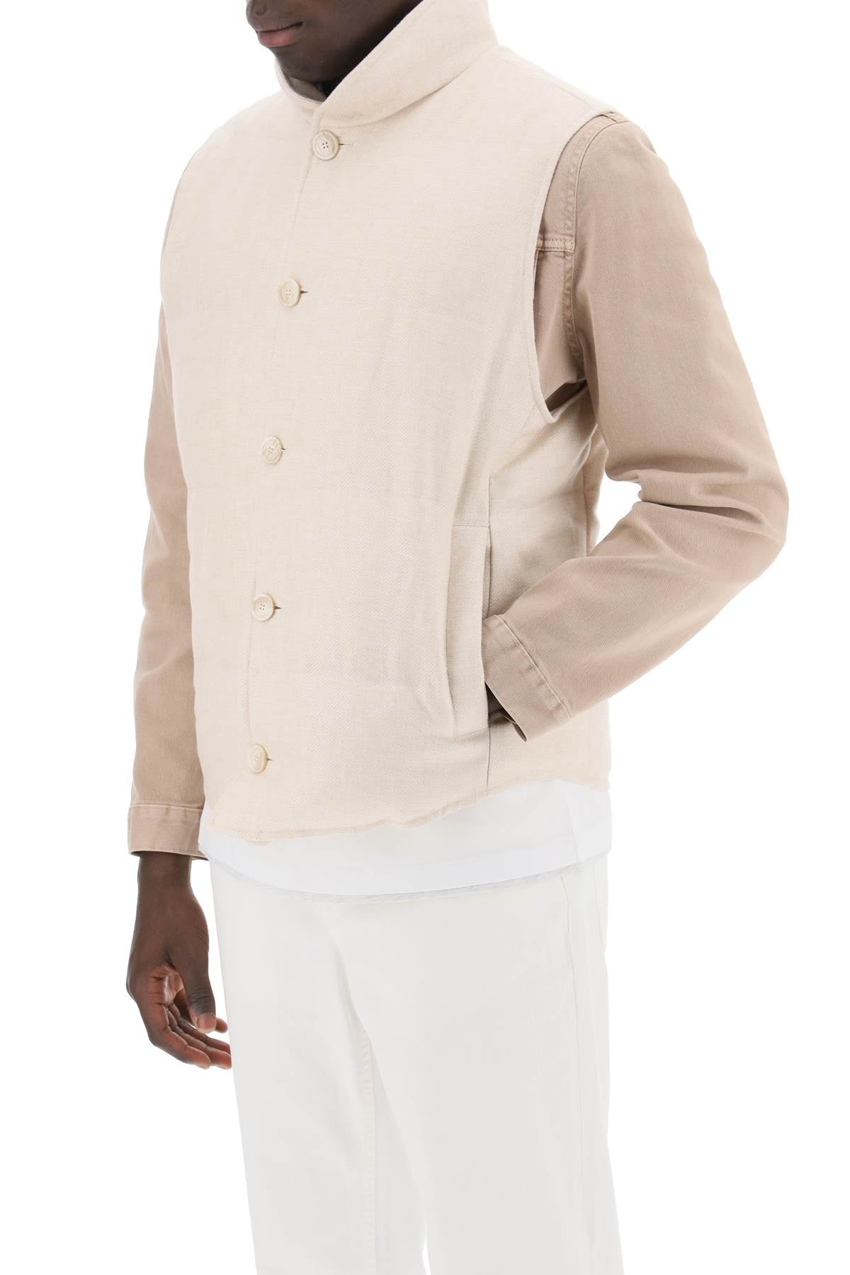 BRUNELLO CUCINELLI sleeveless down jacket in linen,