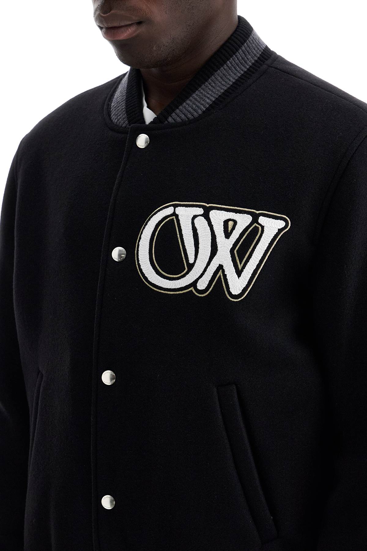 OFF-WHITE embroidered lettering varsity