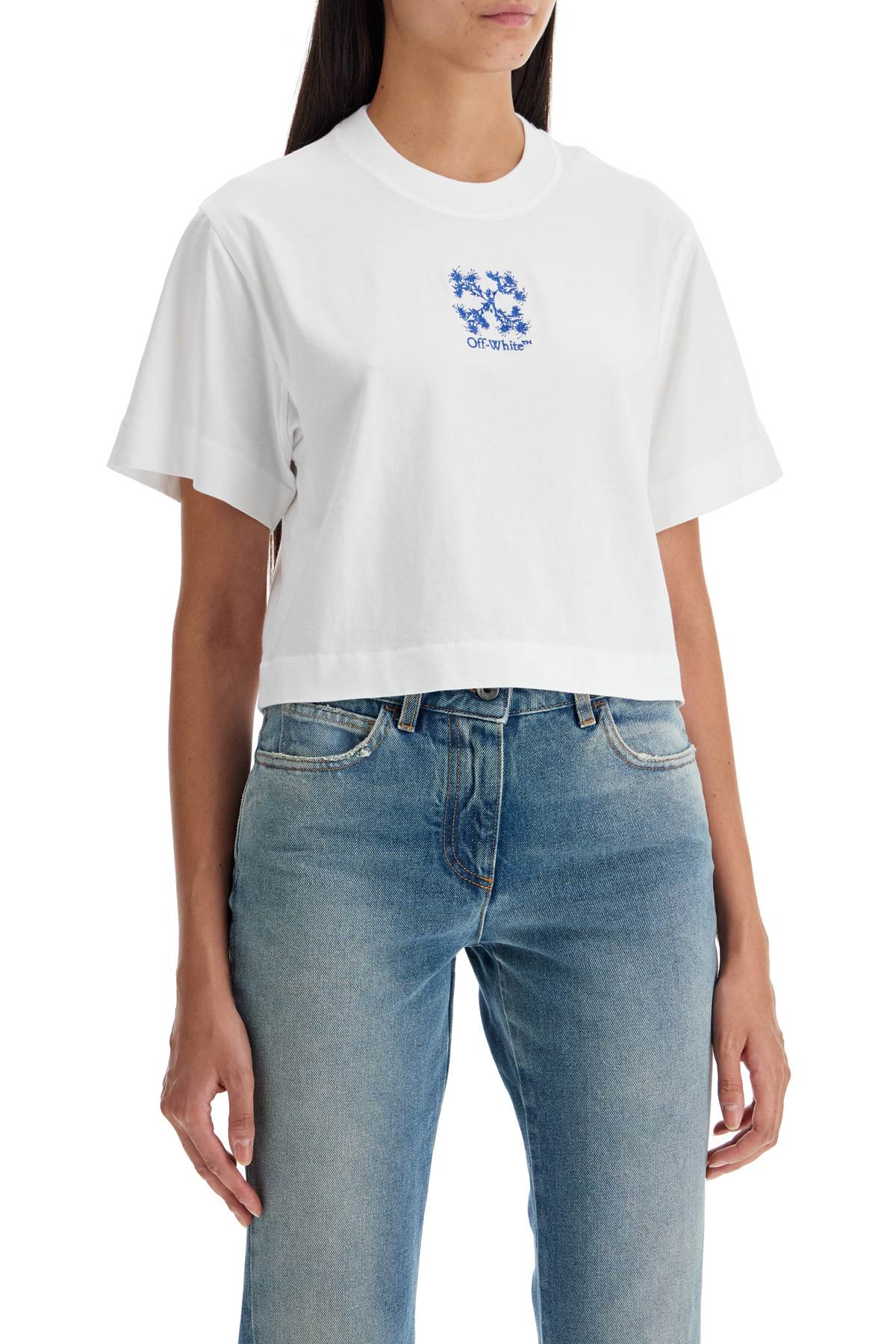 OFF-WHITE "arrow embroidered cropped t-shirt"