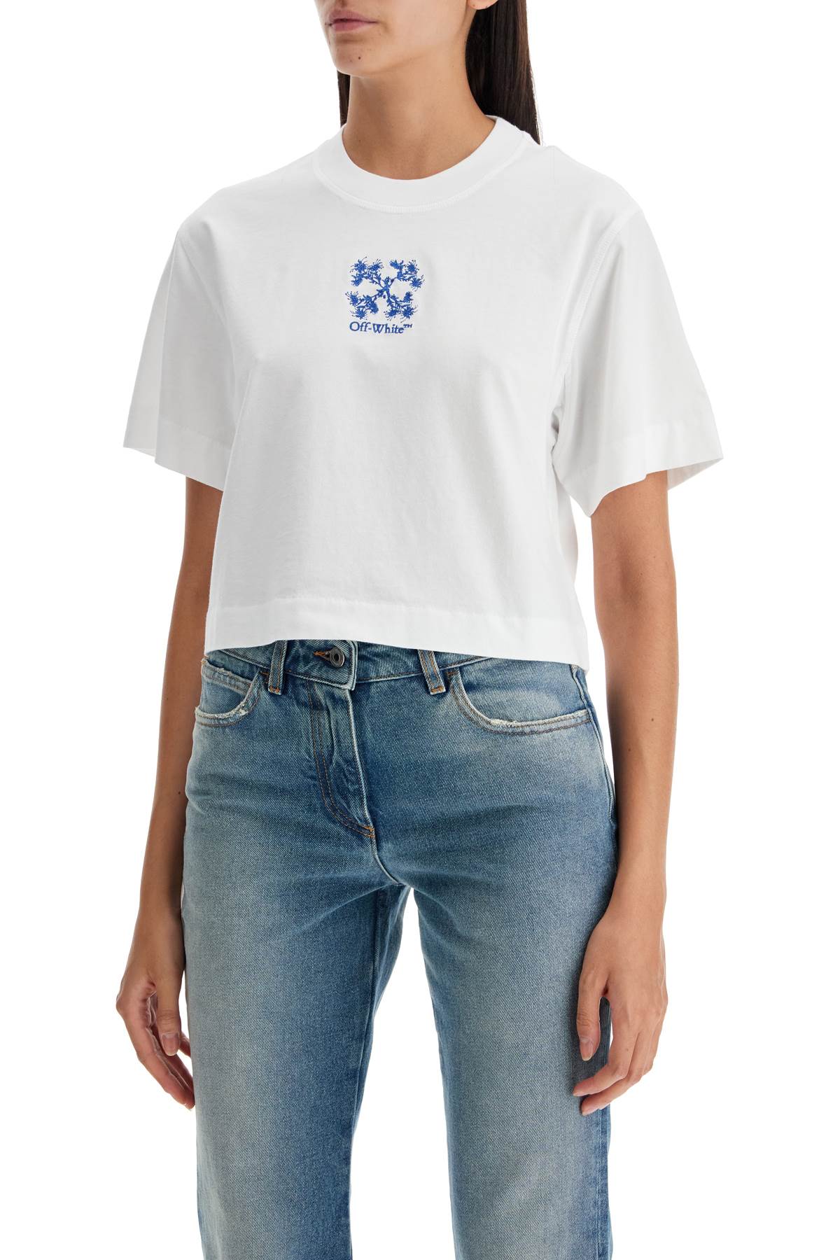 OFF-WHITE "arrow embroidered cropped t-shirt"