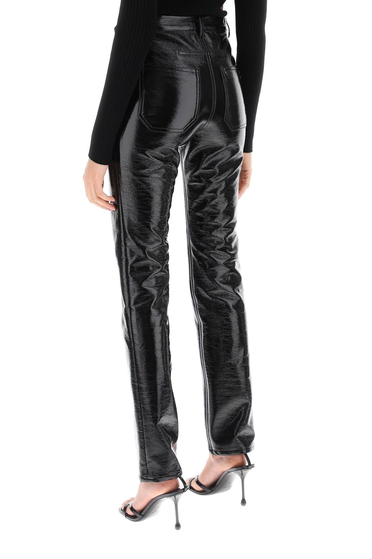 COURREGES vinyl-effect coated cotton pants