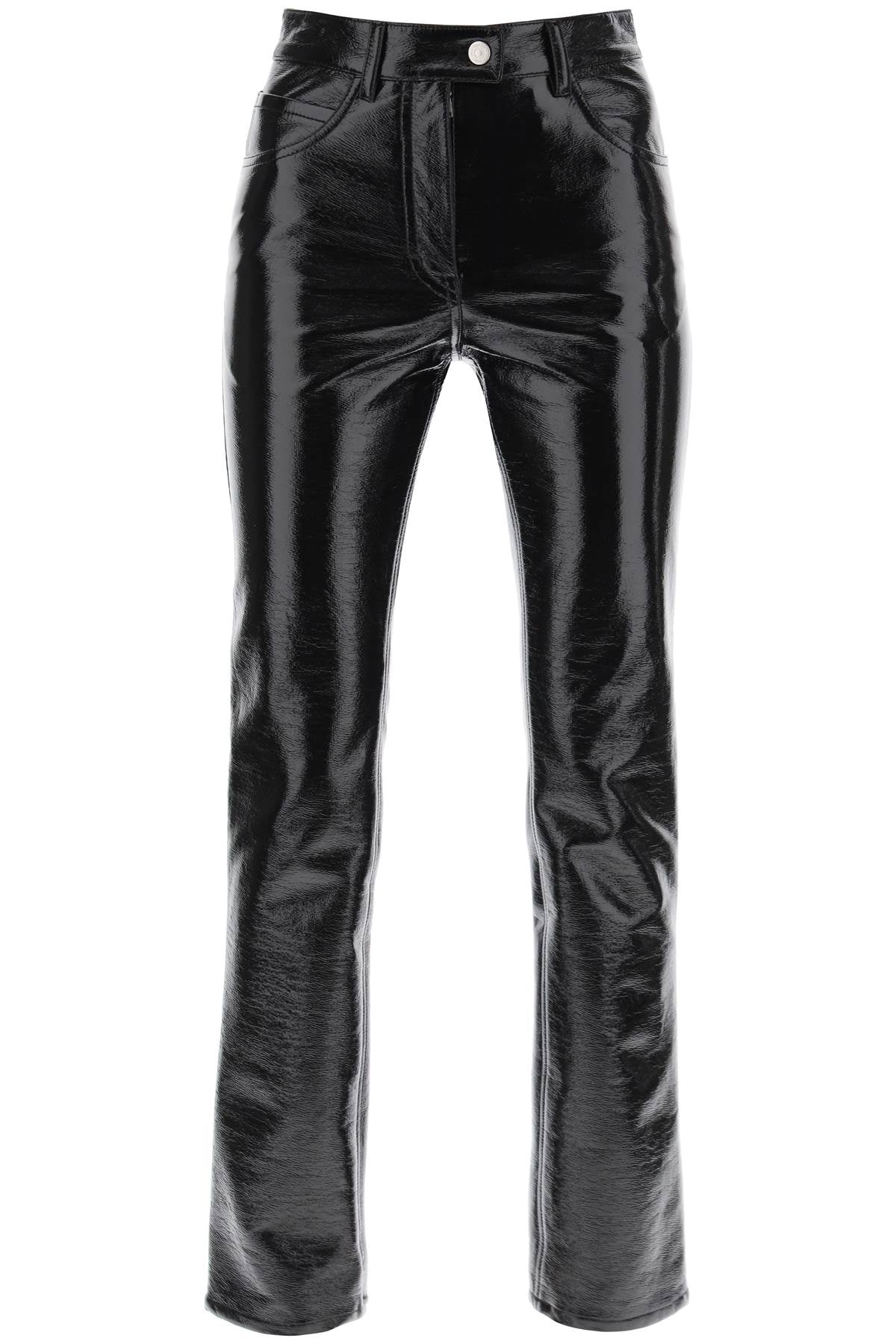 COURREGES vinyl-effect coated cotton pants