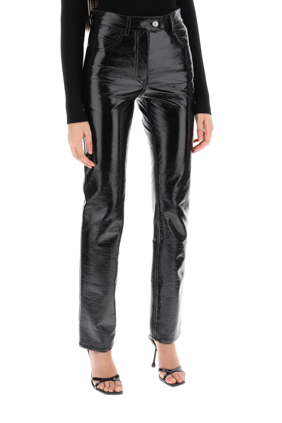 COURREGES vinyl-effect coated cotton pants