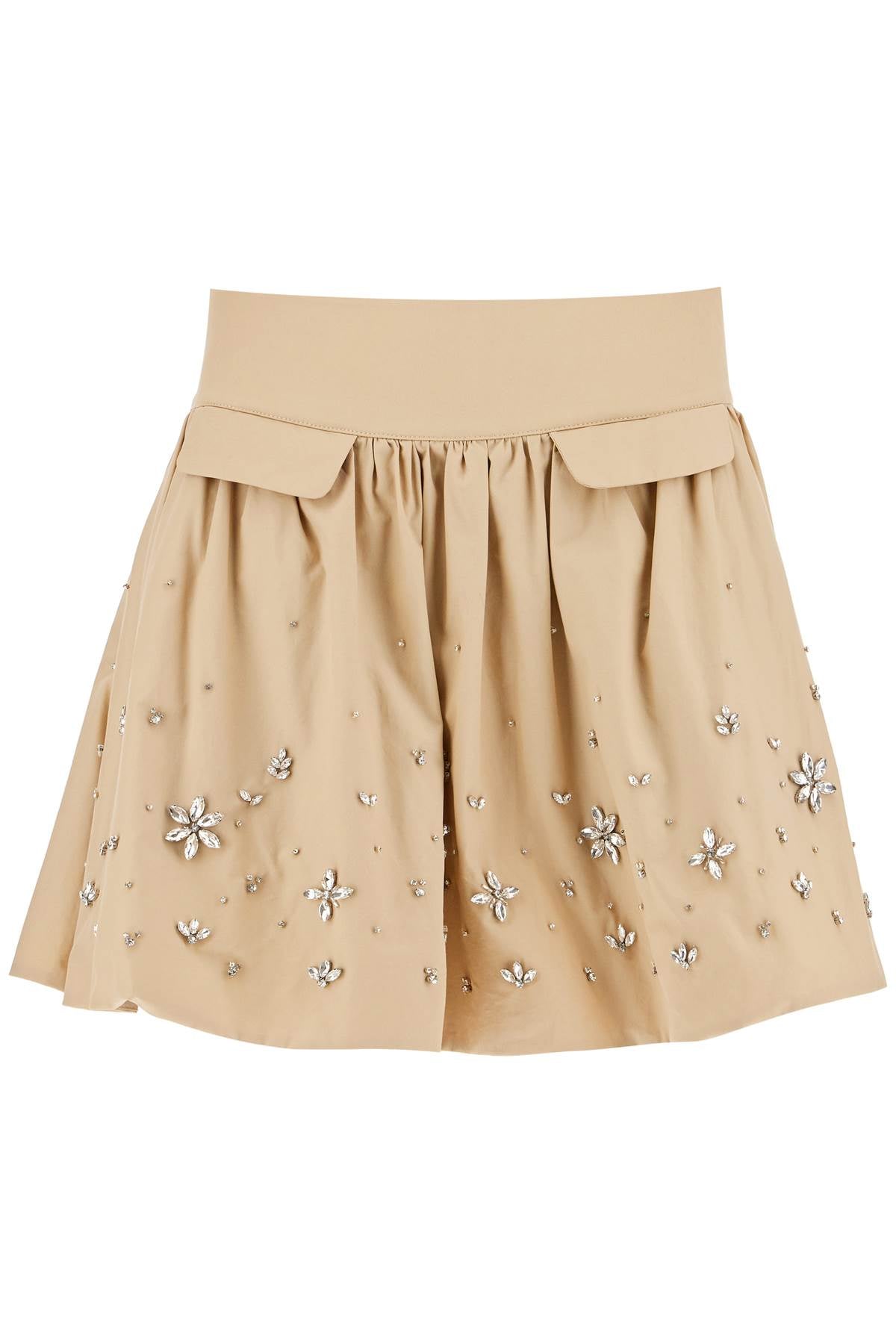 SELF PORTRAIT "poplin mini skirt with crystal