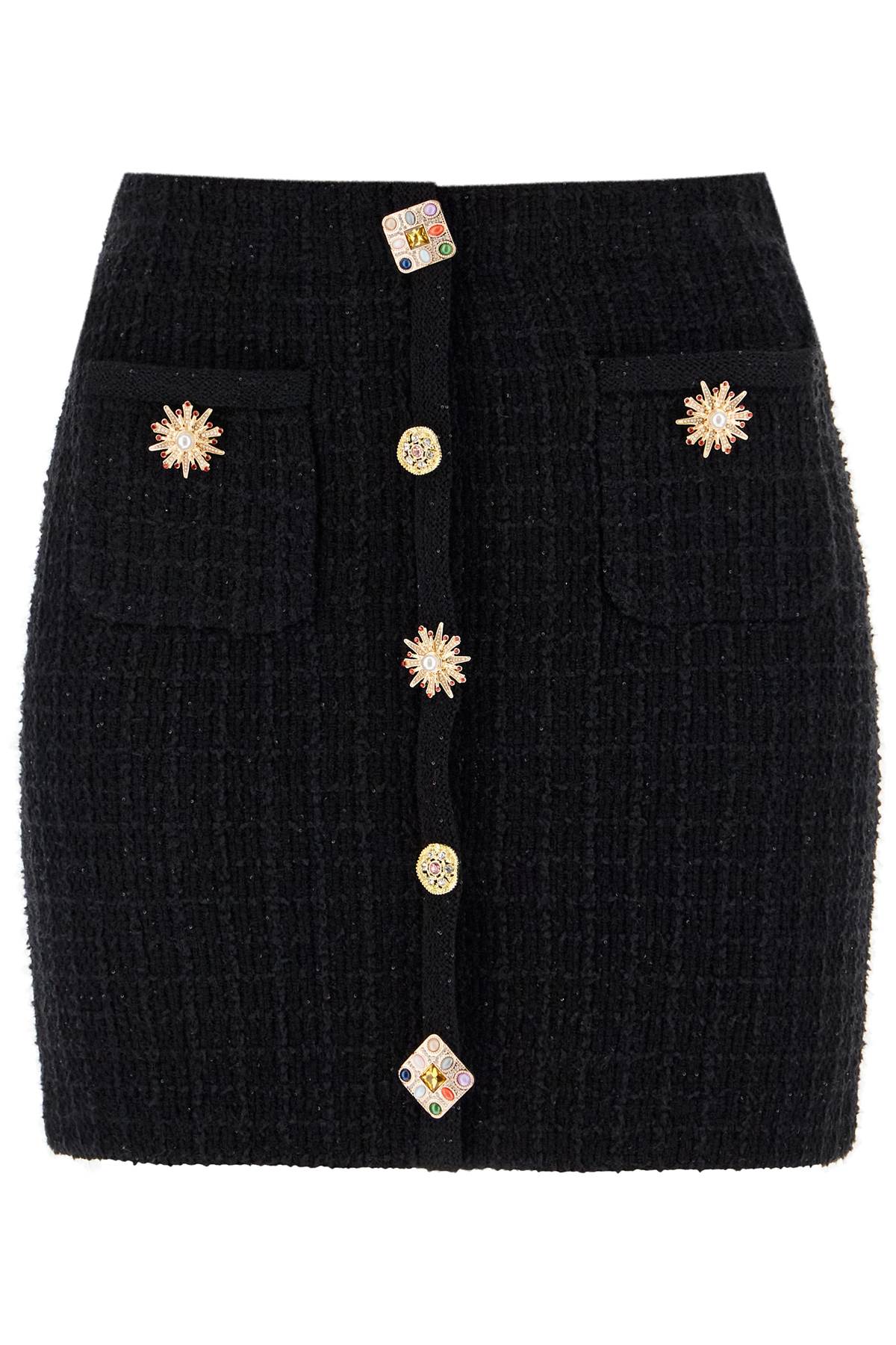 SELF PORTRAIT "knitted mini skirt with jewel buttons