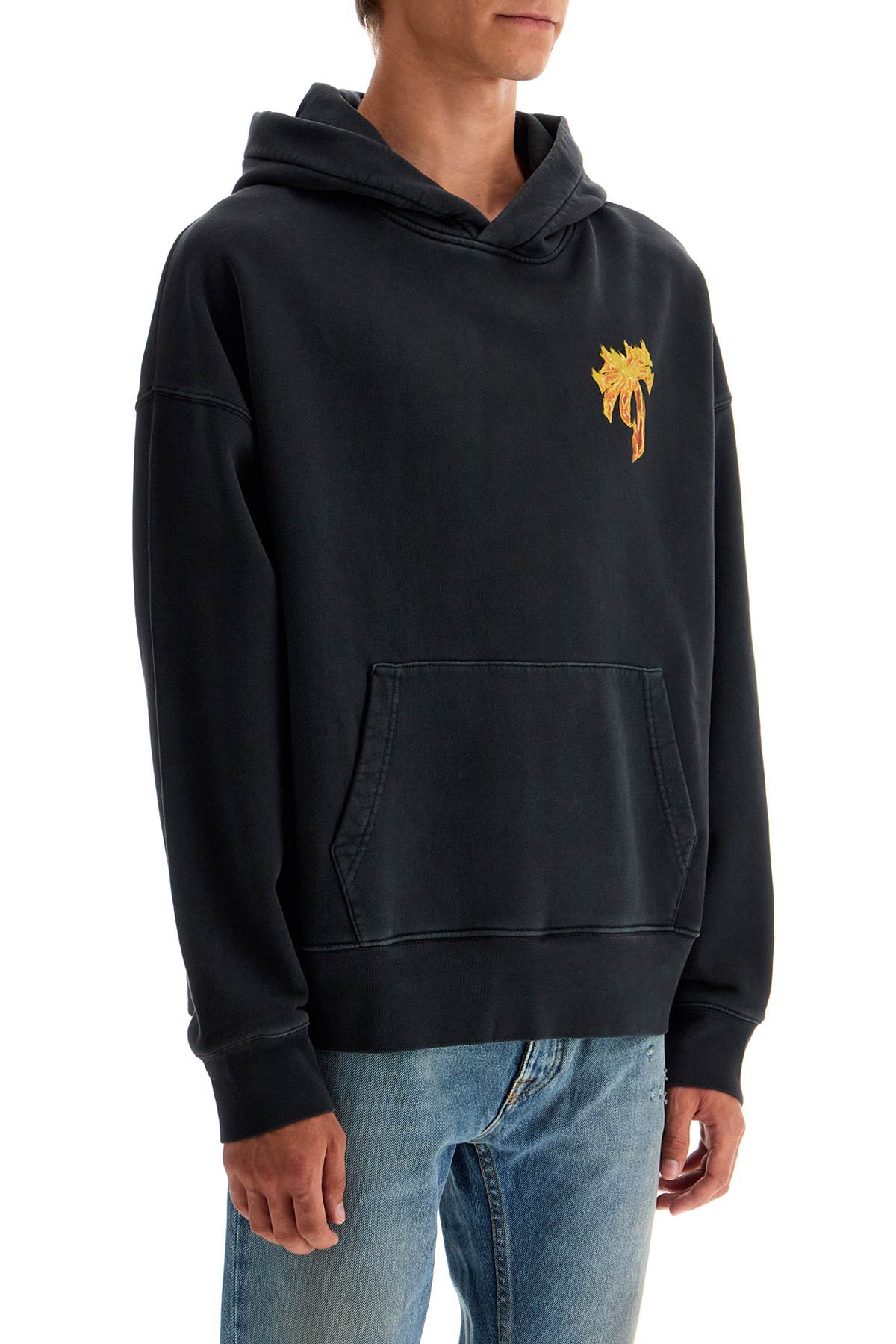 PALM ANGELS "burning palm oversized hoodie with hood"