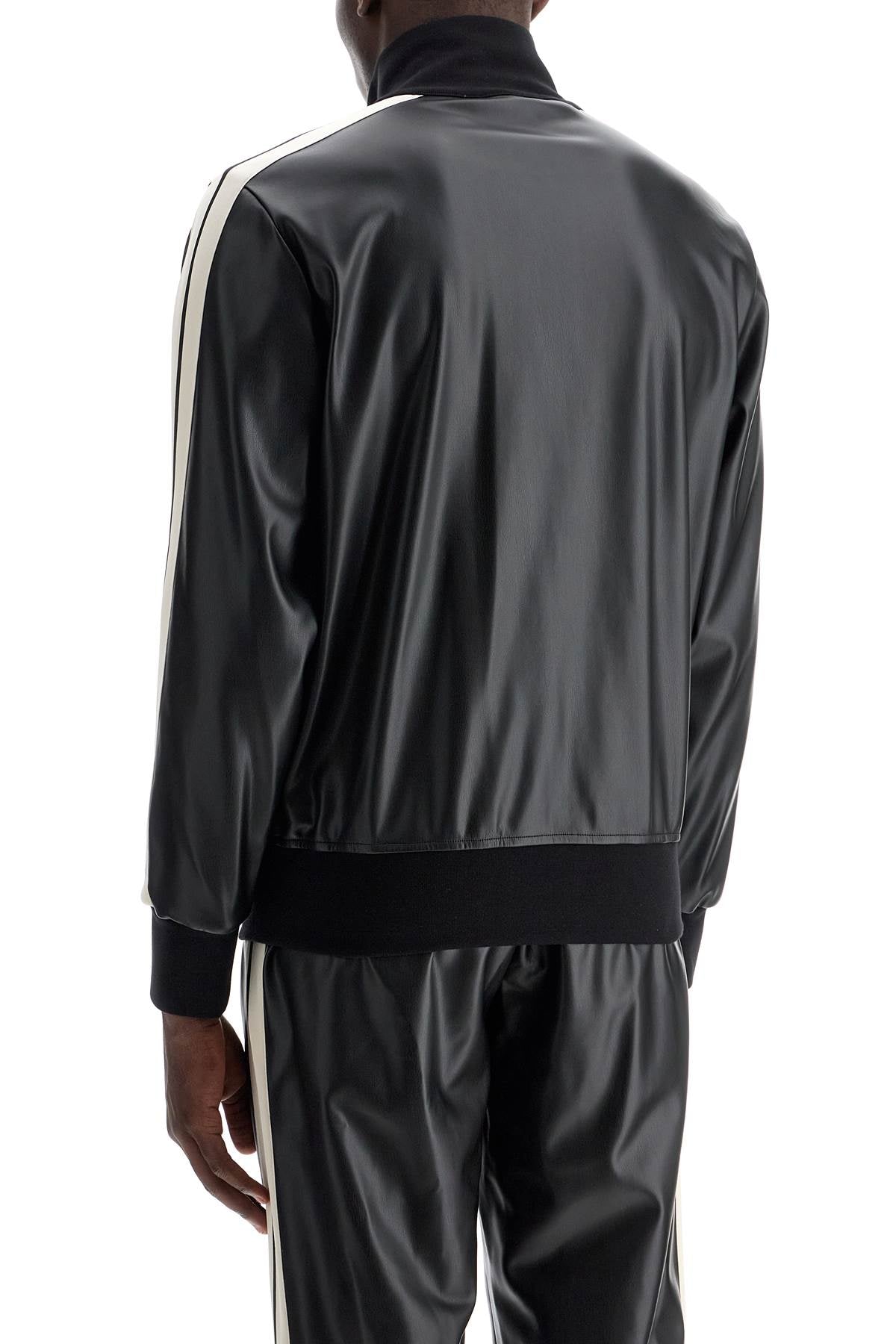 PALM ANGELS faux leather track jacket for