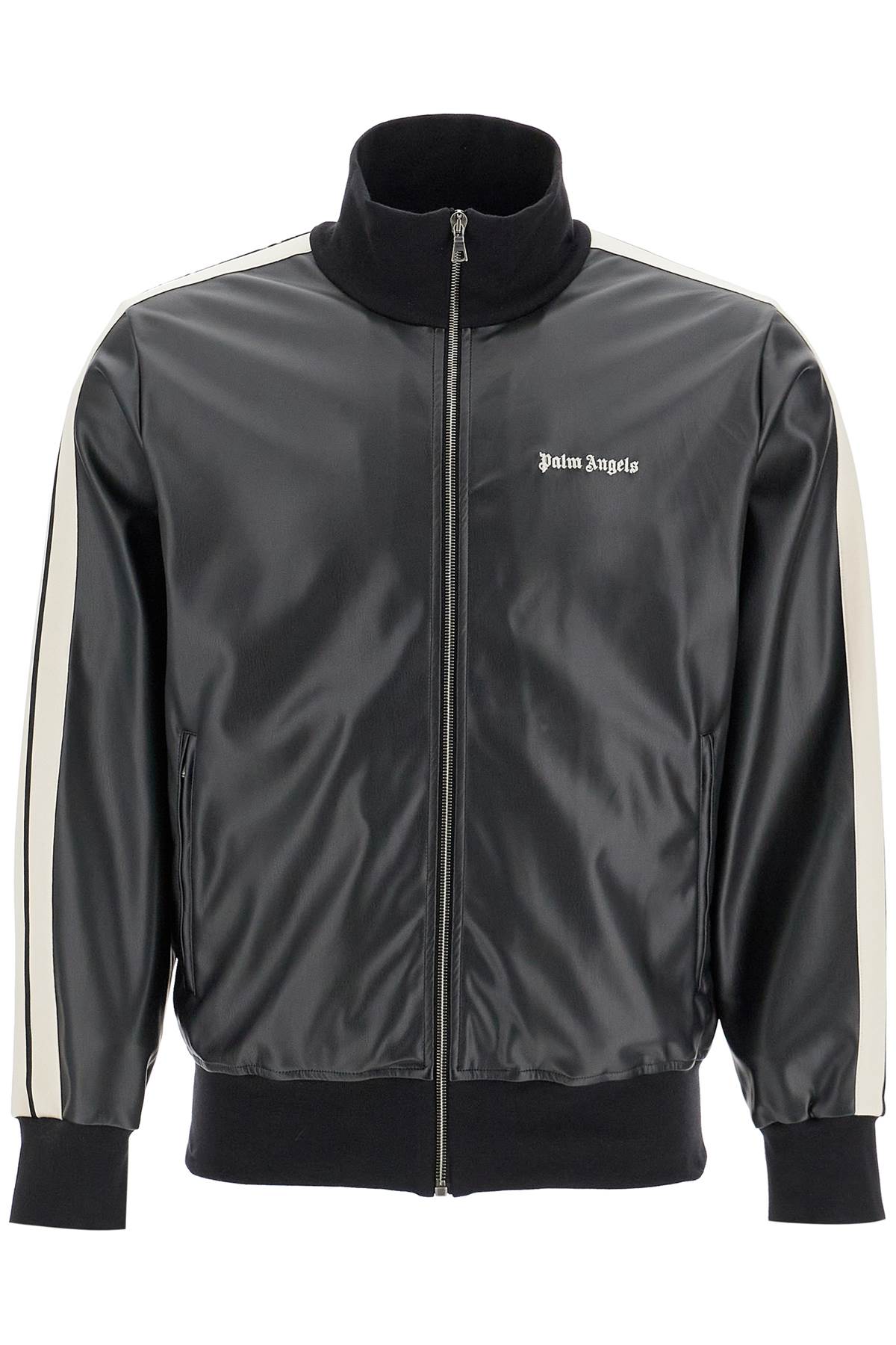 PALM ANGELS faux leather track jacket for