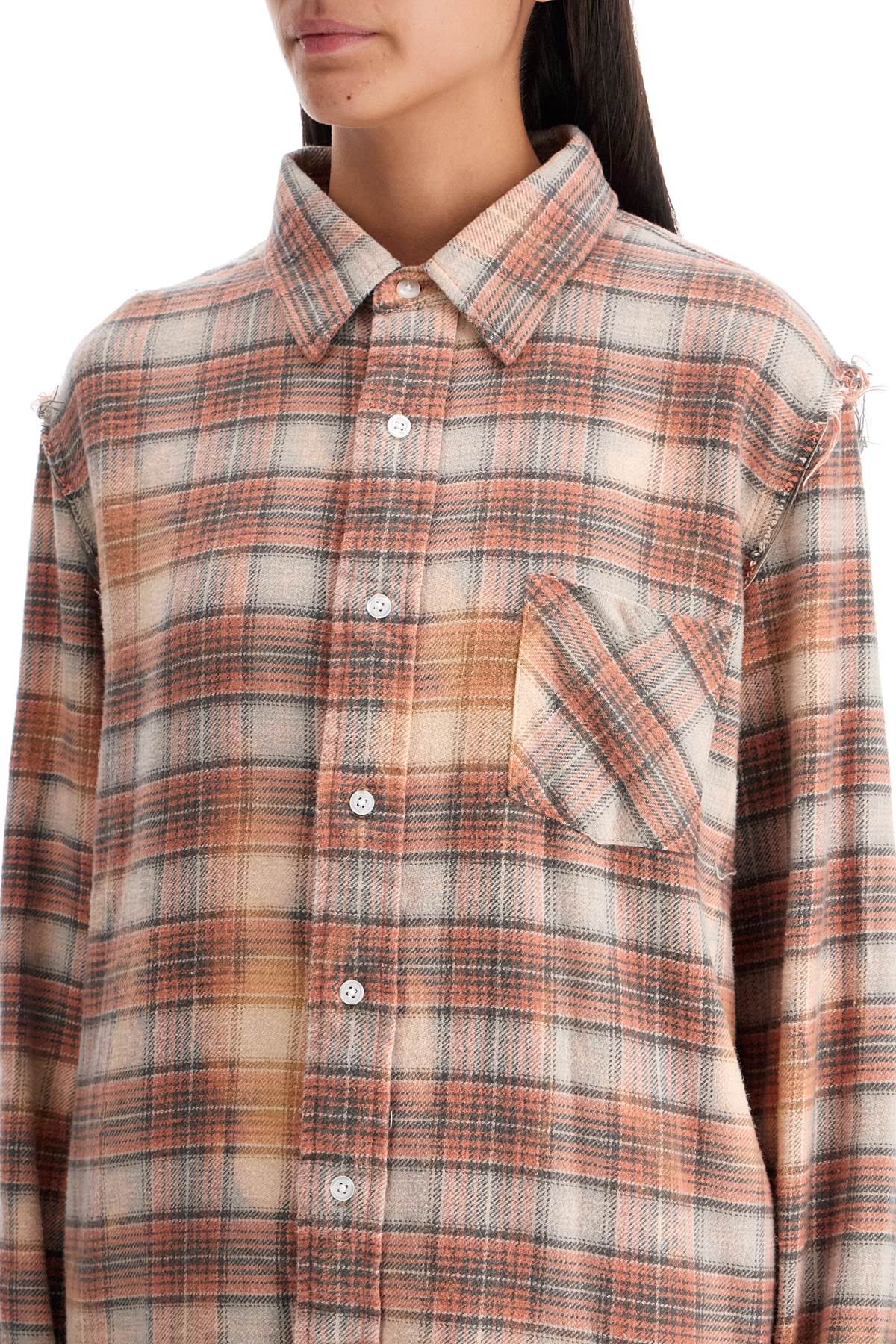 R13 frayed flannel shirt