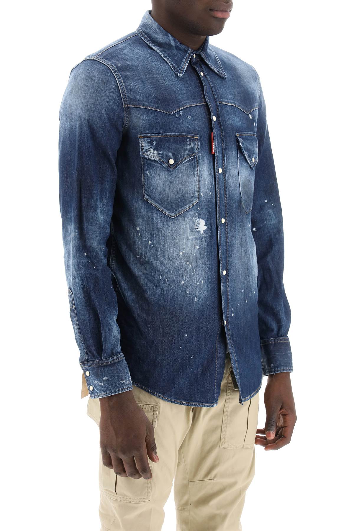 DSQUARED2 western shirt in used denim