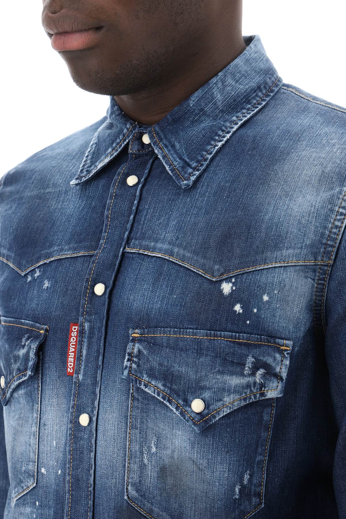 DSQUARED2 western shirt in used denim