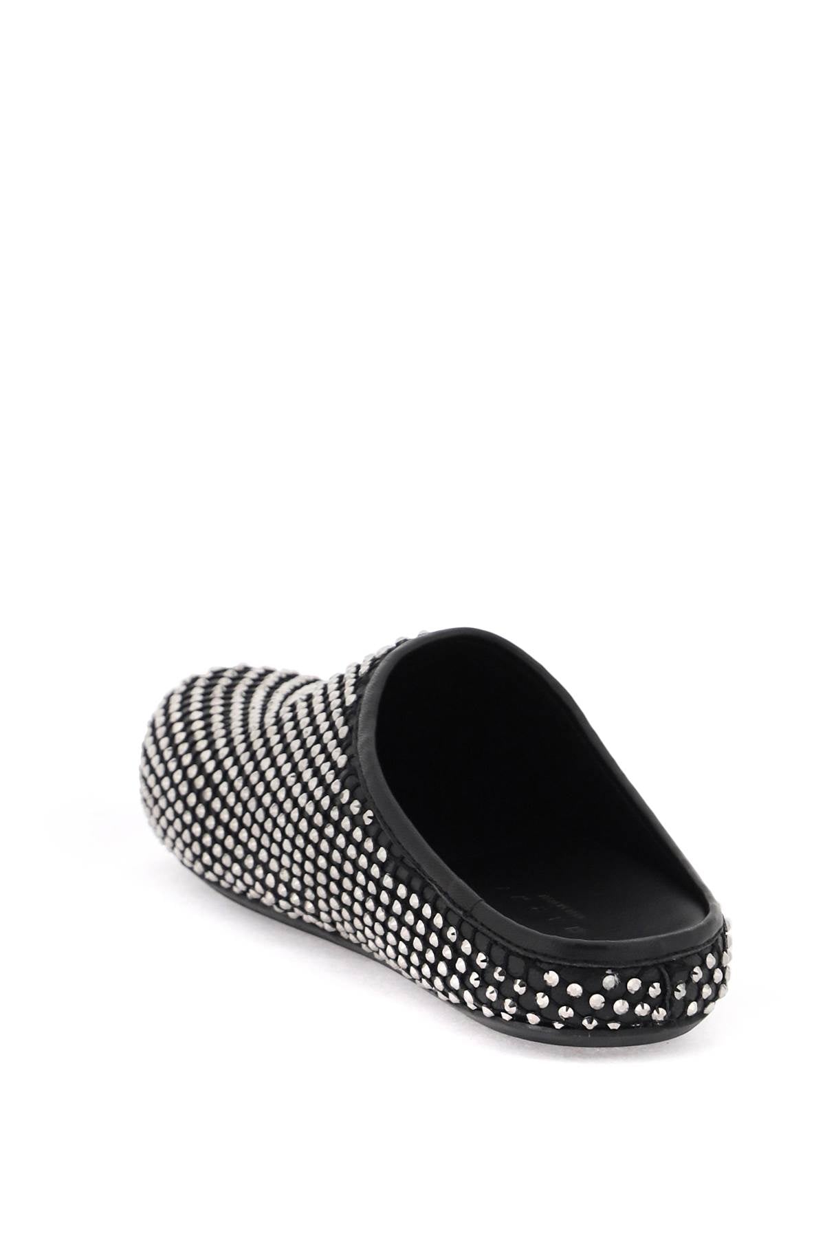 MARNI leather fussbett clogs with rhinestones