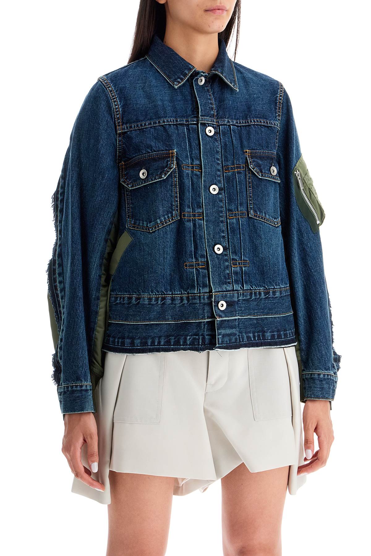 SACAI denim and nylon jacket for men