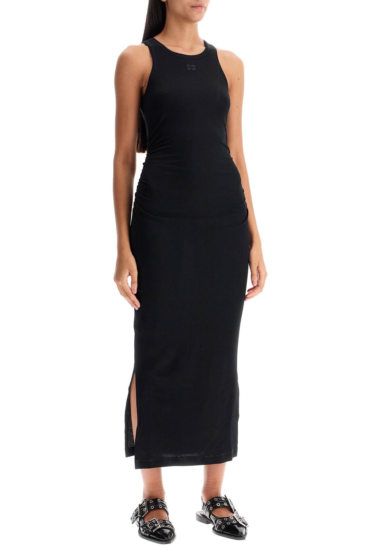 GANNI "ribbed jersey midi dress with nine