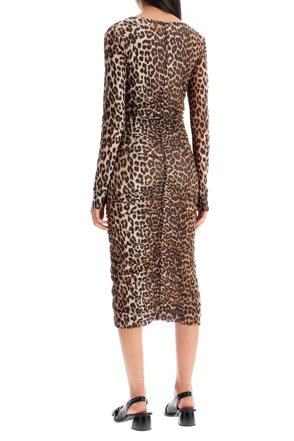 GANNI "animal print midi dress in mesh