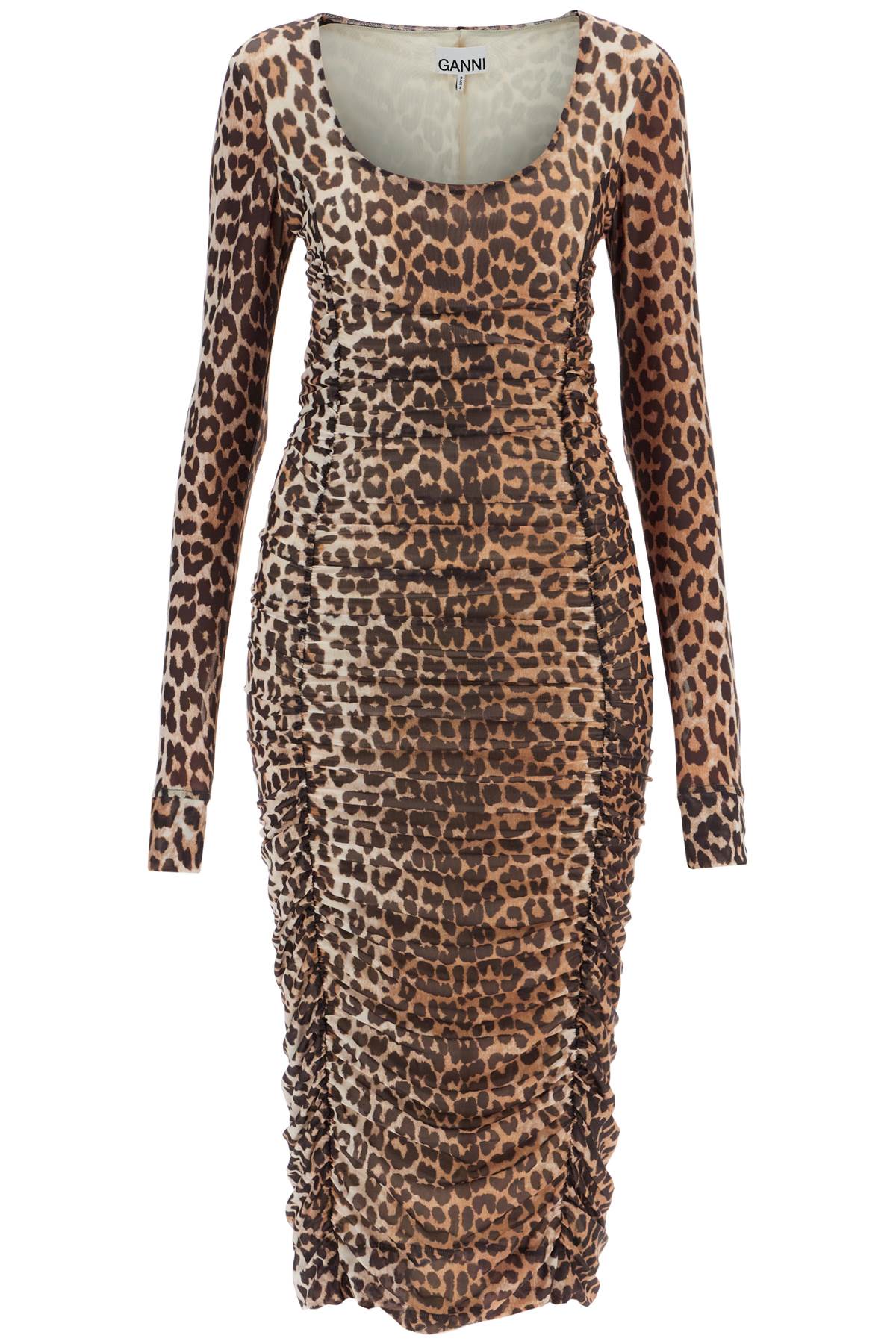 GANNI "animal print midi dress in mesh