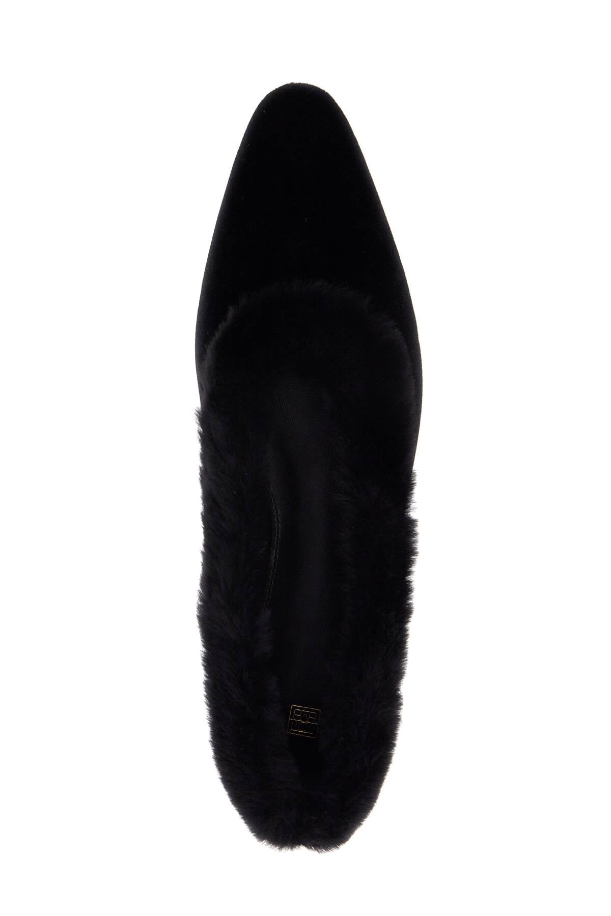 TOTEME black velvet ballerinas with shearling trim