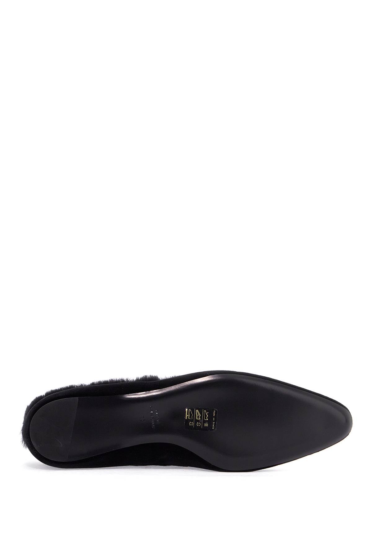 TOTEME black velvet ballerinas with shearling trim