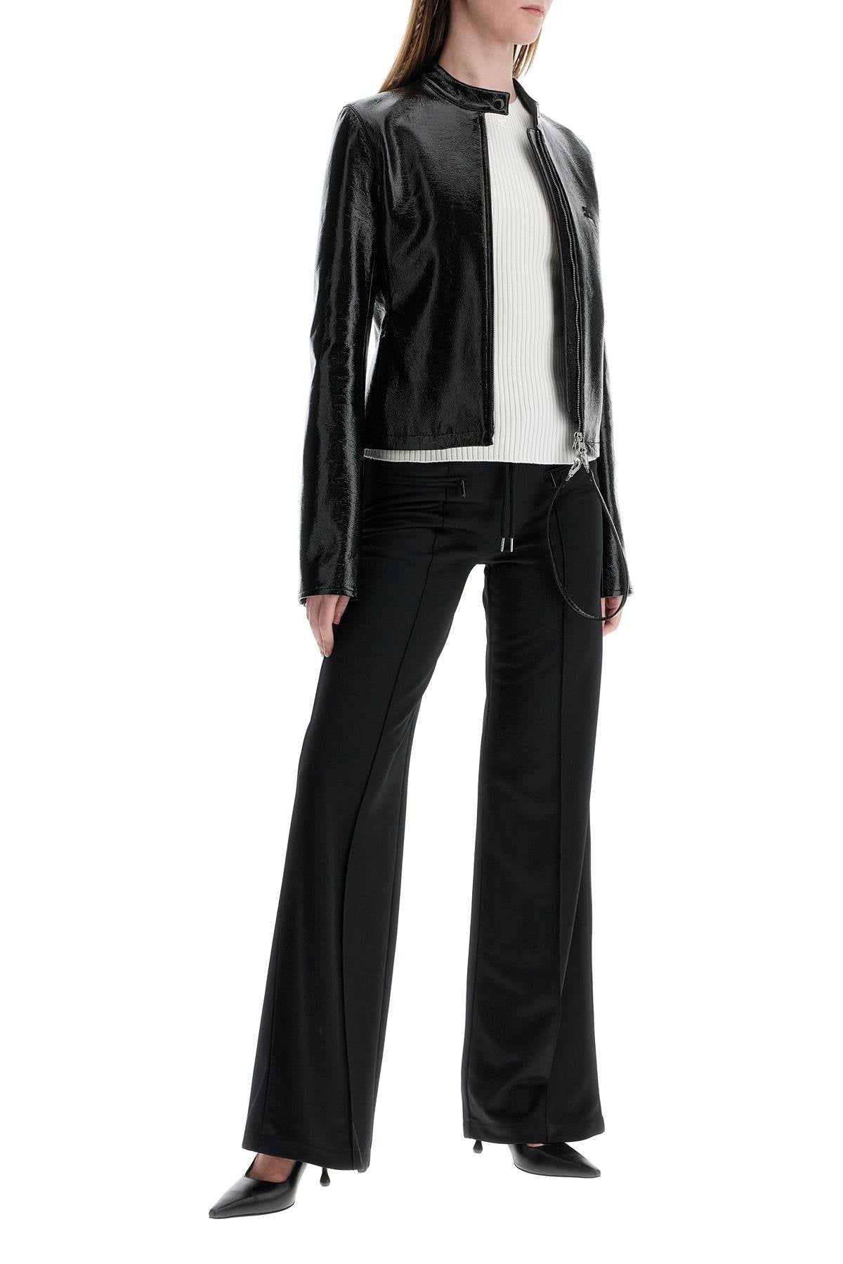 COURREGES black cotton jacket with high collar and zip