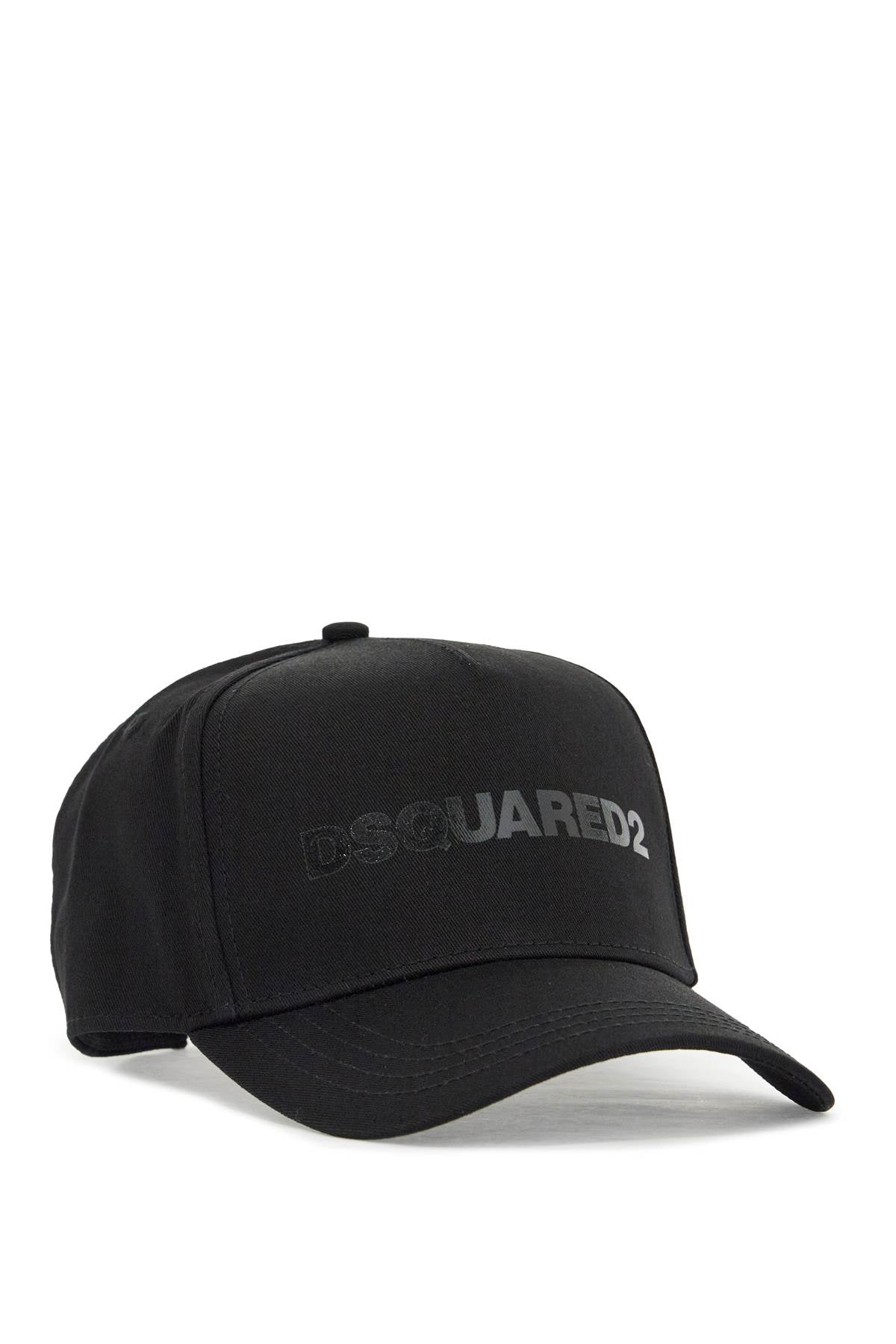 DSQUARED2 cappello da baseball nero con logo grigio e visiera curvata