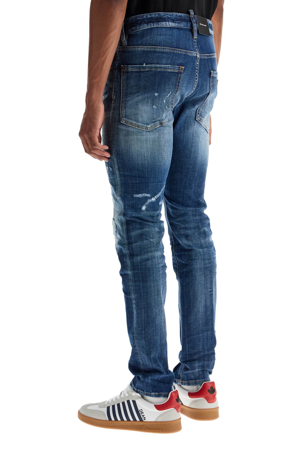 DSQUARED2 navy blue jeans in cotton vintage effect