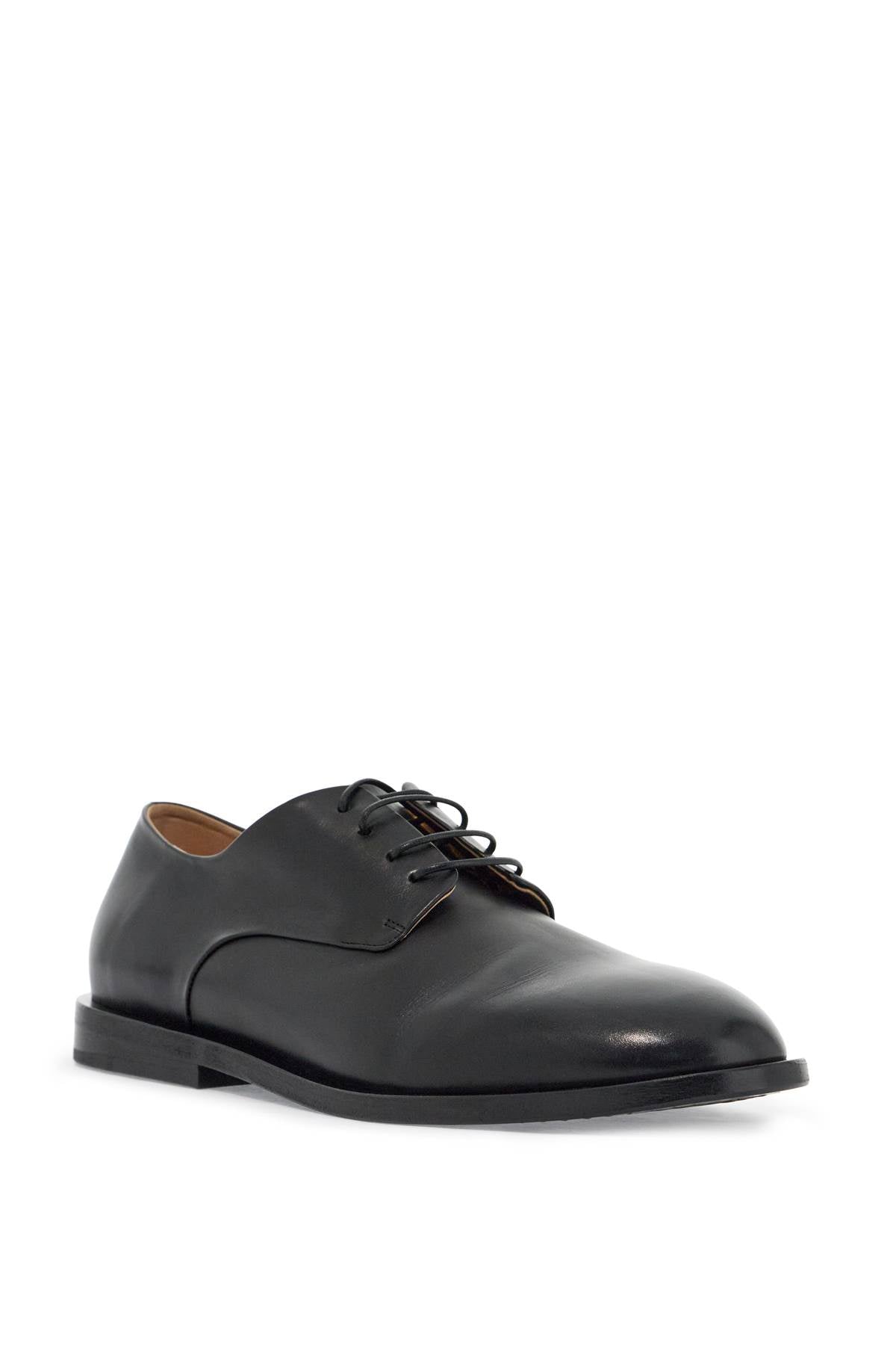 MARSELL black calf leather derby shoes with glossy finish