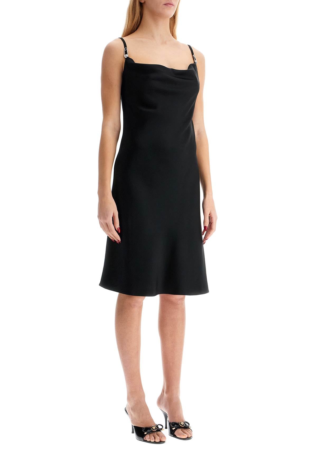 VERSACE satin mini dress with safety pin detail