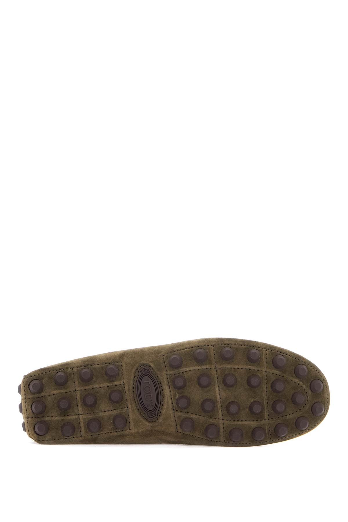 TOD'S olive green suede loafers with rubber sole