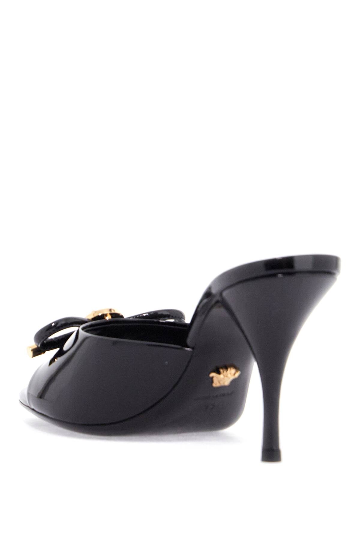 VERSACE 'opera bow patent leather mules
