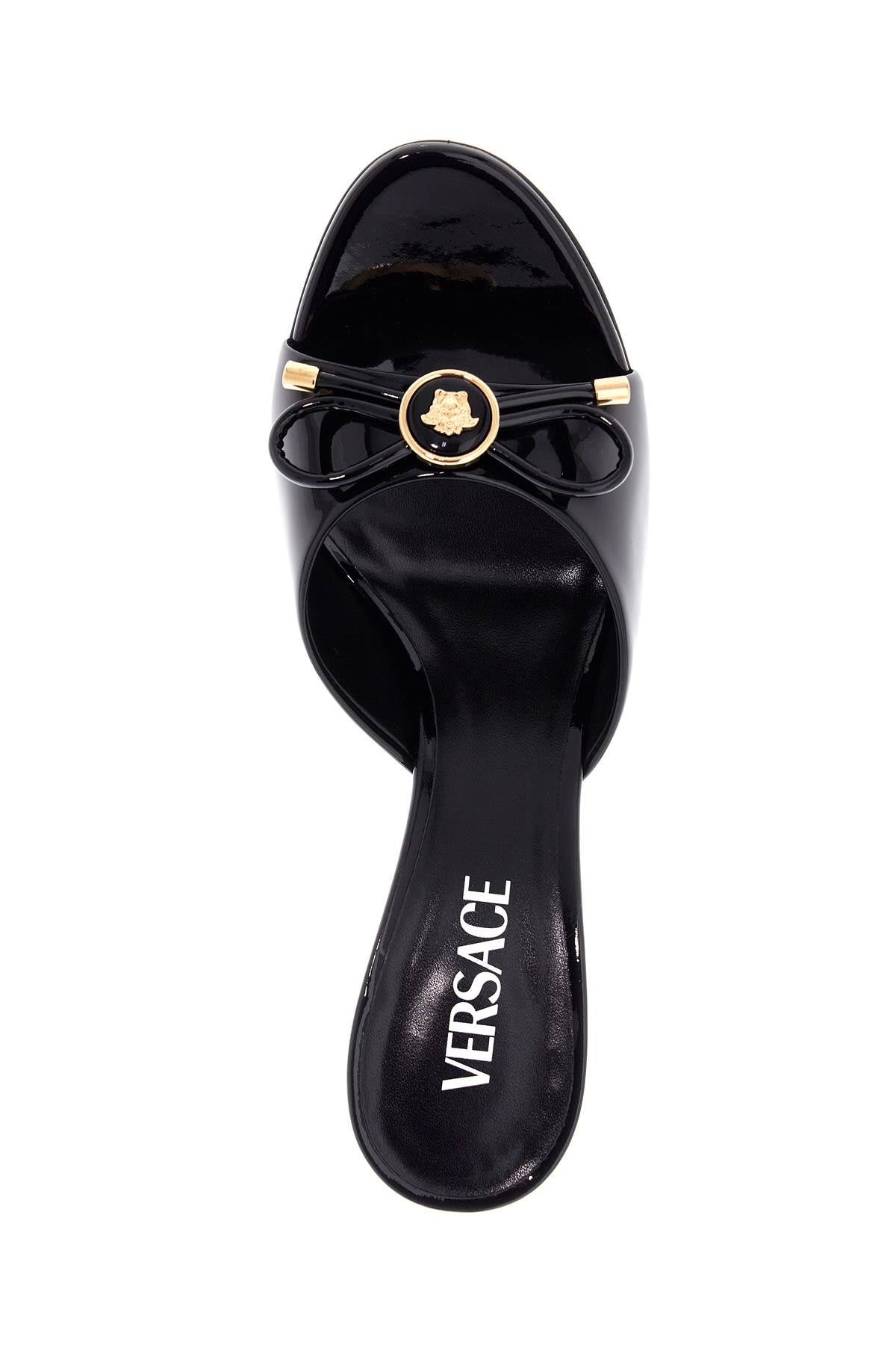 VERSACE 'opera bow patent leather mules