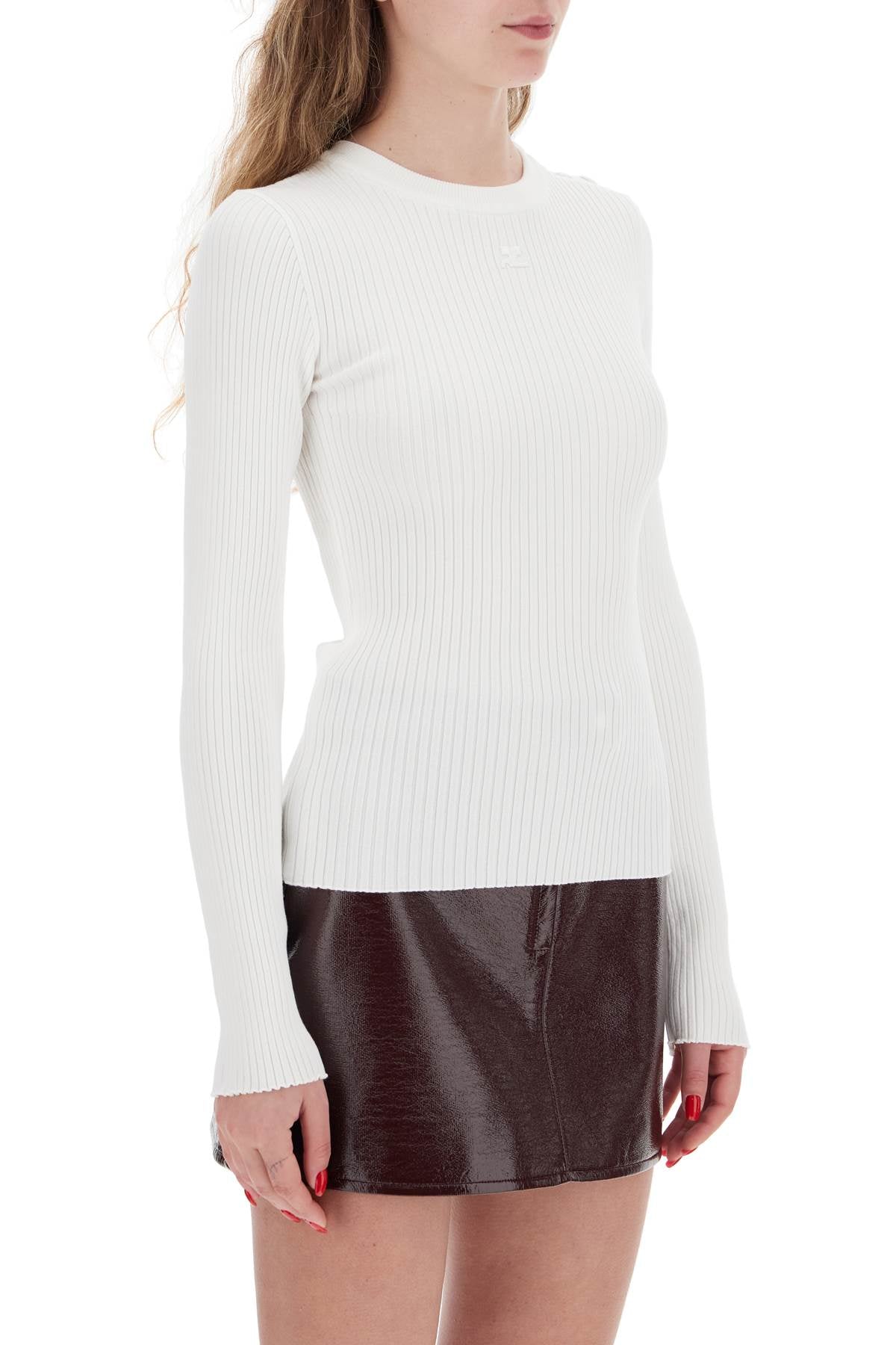 COURREGES 'ribbed stretch knit pullover sweater